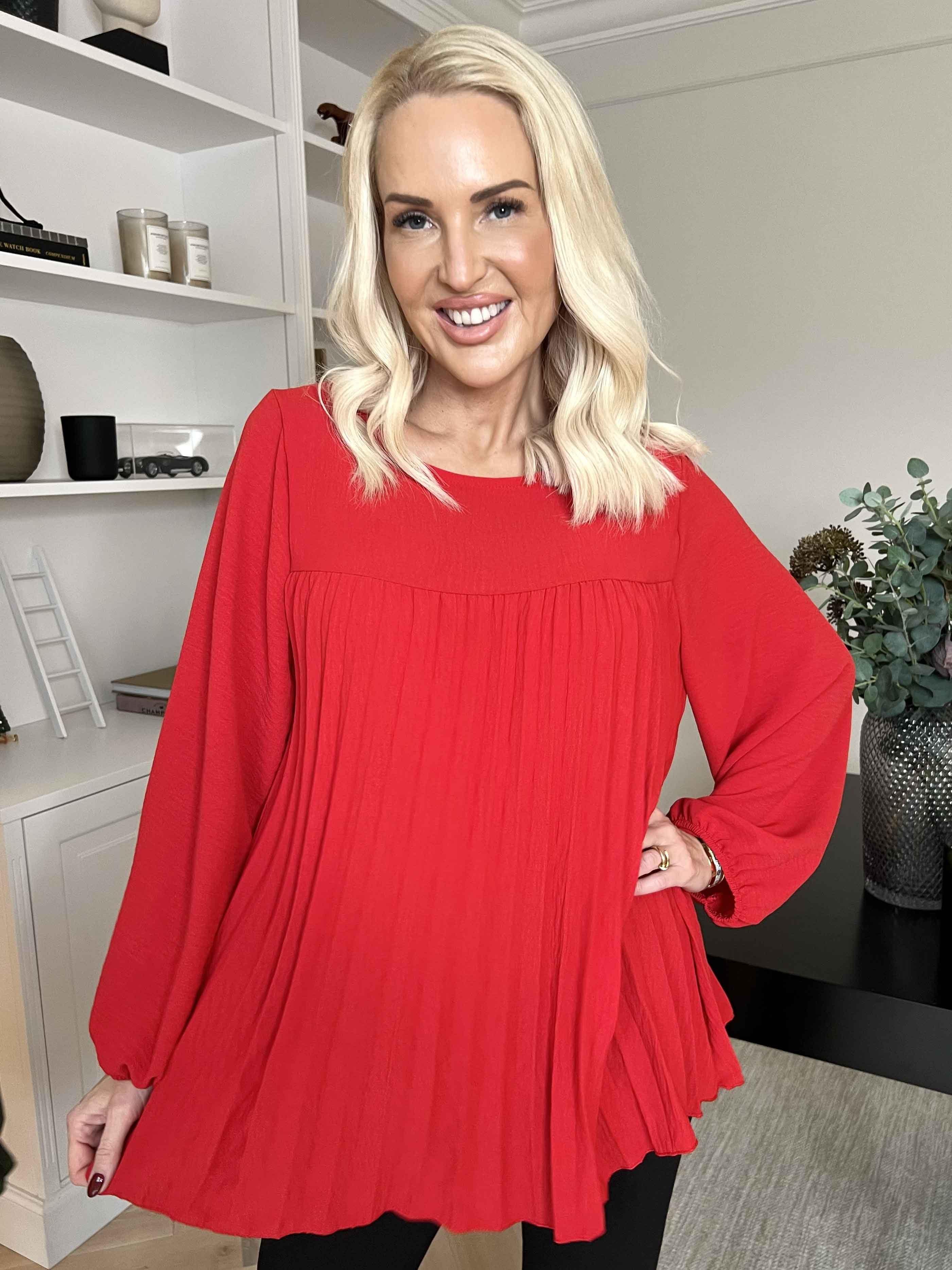 Nancy Shirt L/S - Söt blus med plissering