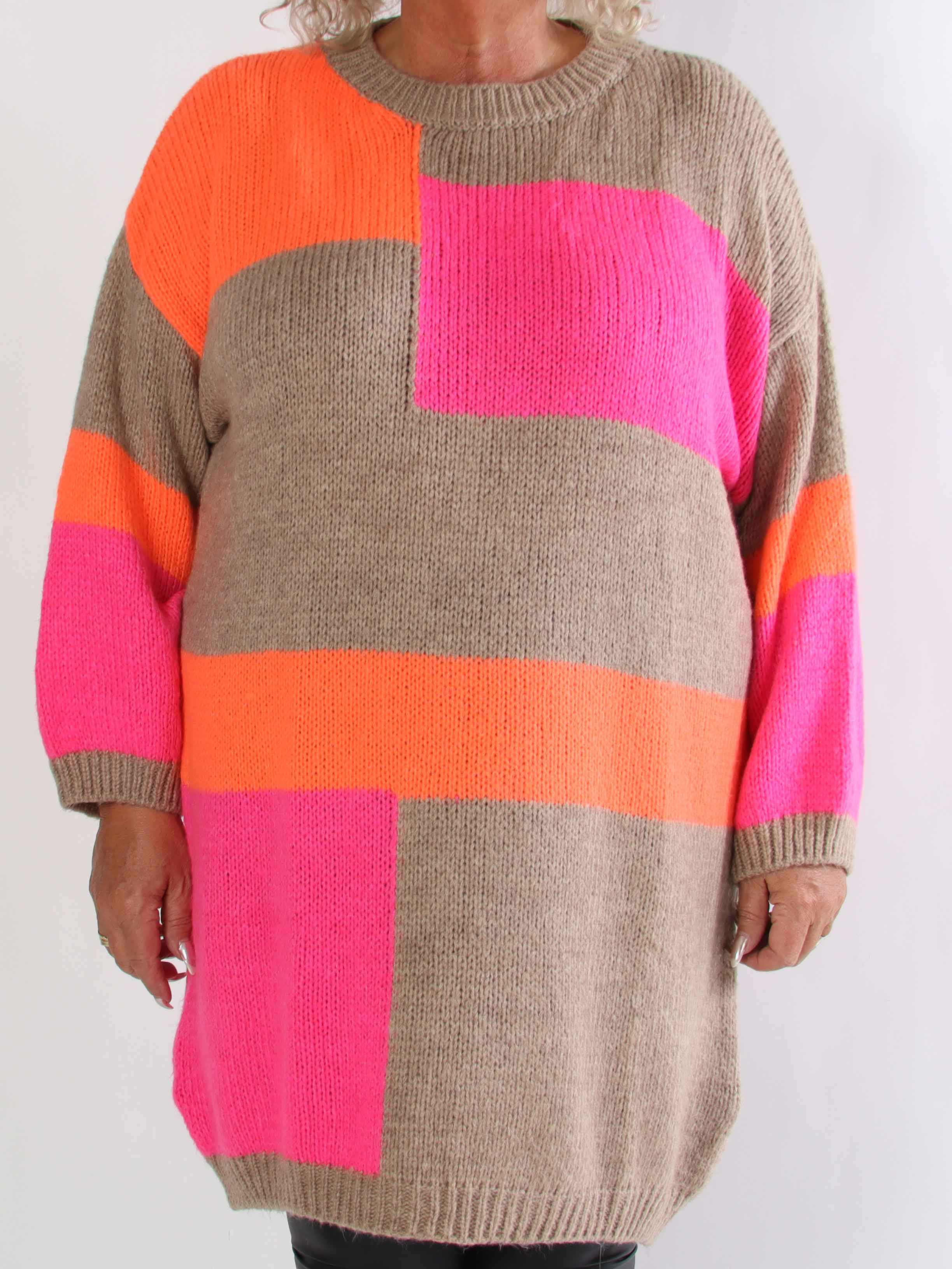Nesrin - Stickad flerfärgad plus size klänning