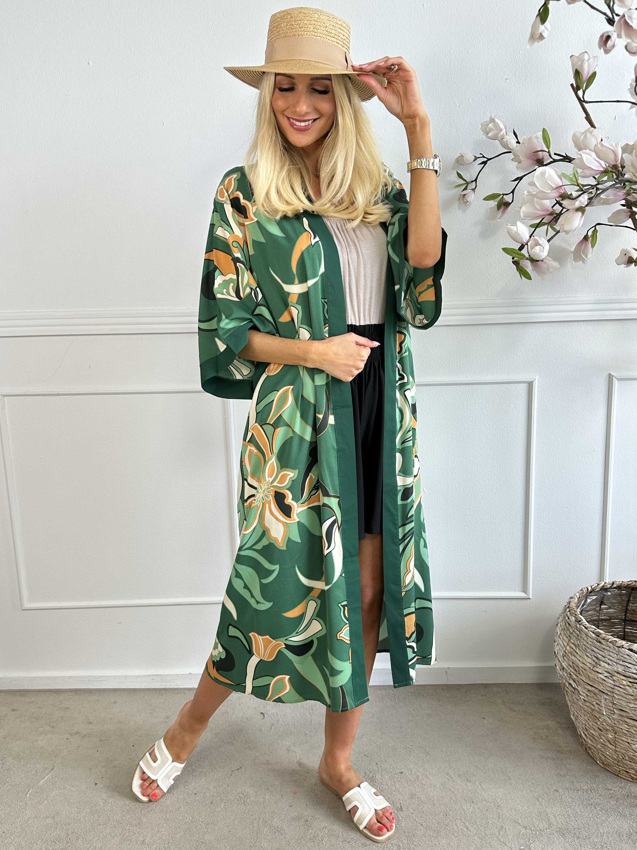 Nora - Lång kimono i viskos med mönster