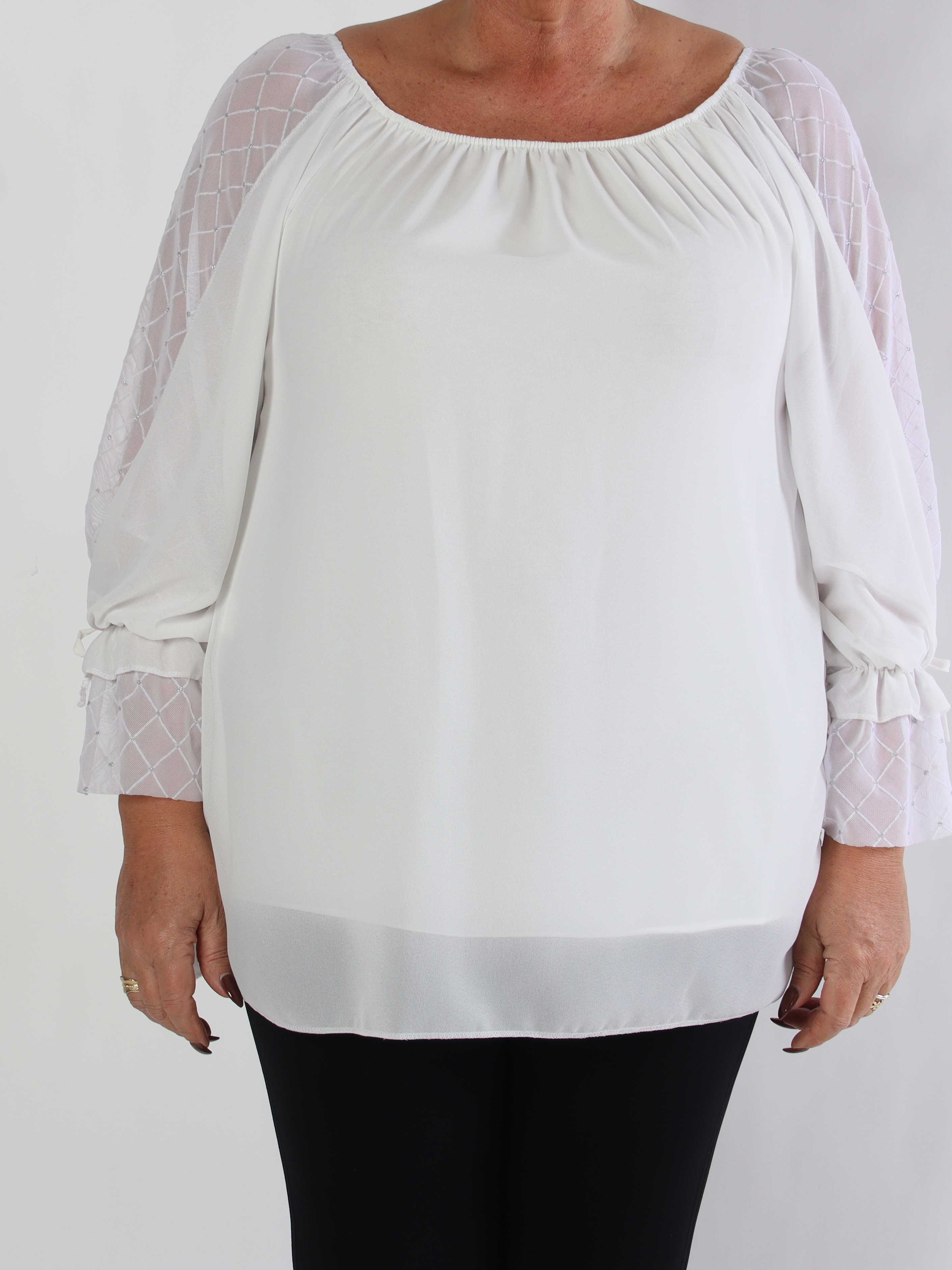 Norma - Plus size tunika i chiffong med dekorativa ärmar