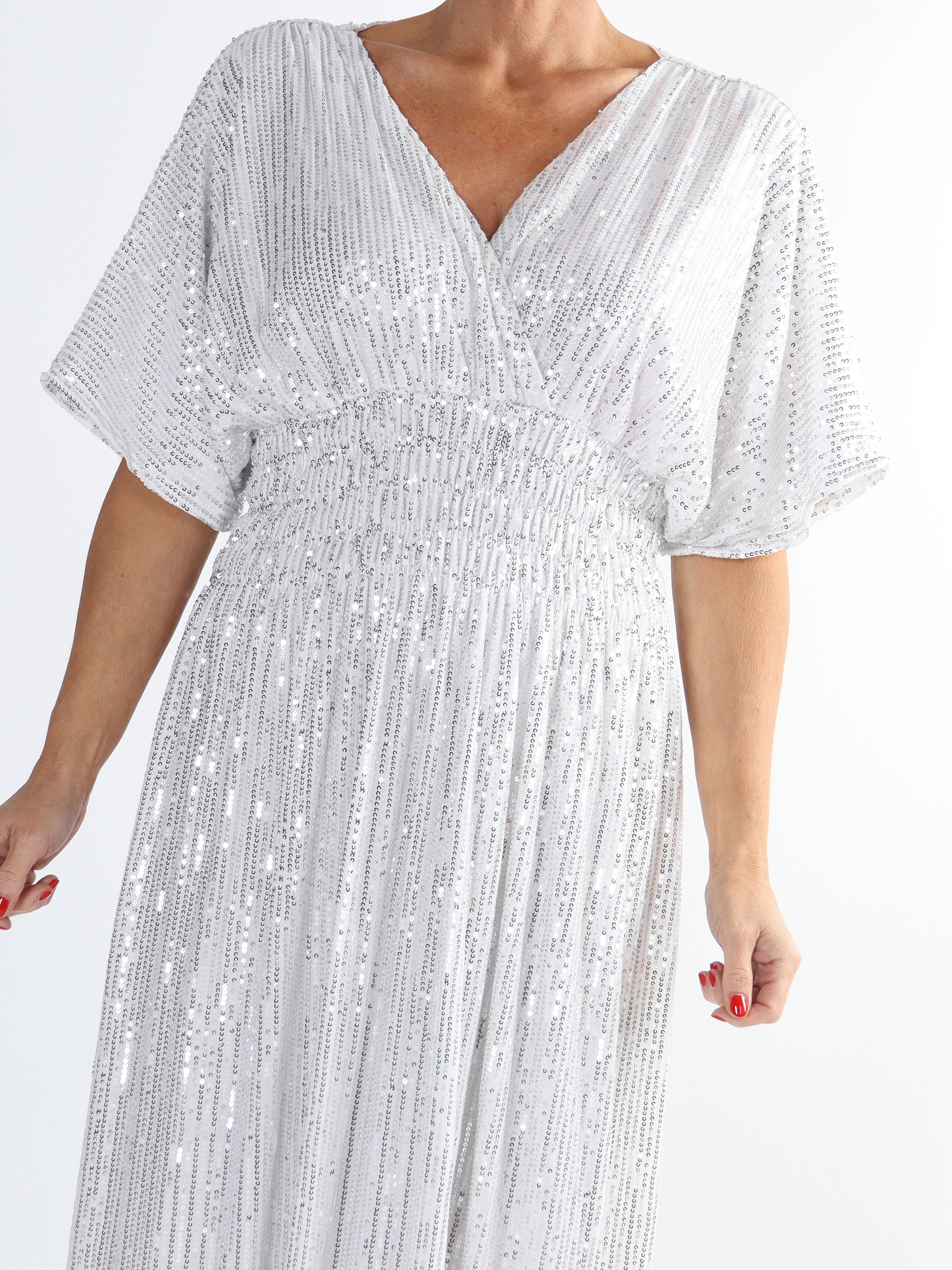 Pams Glitter - Lång plus size klänning med paljetter