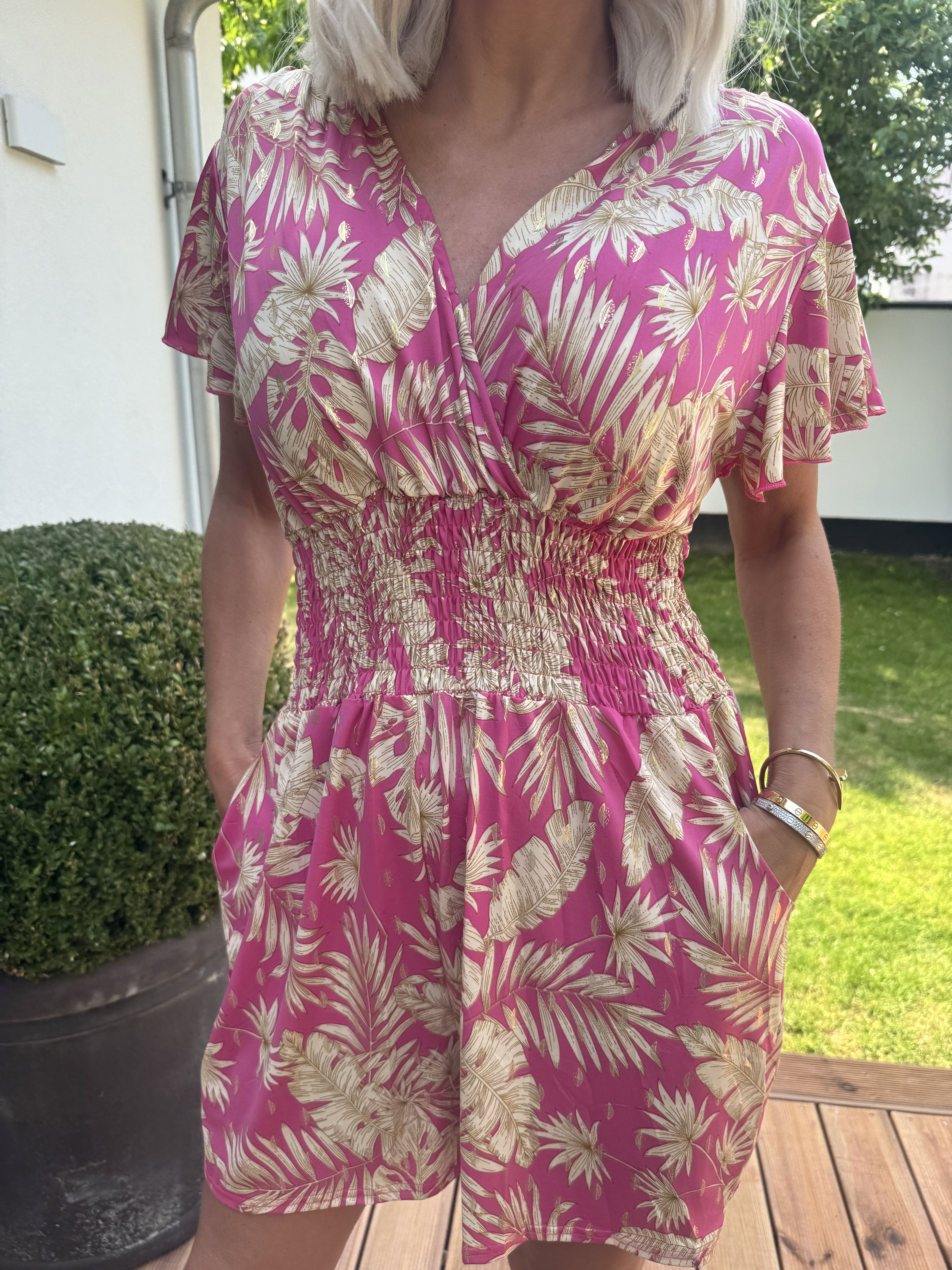 Pams Gold Leaf Playsuit - Elastisk playsuit med fickor