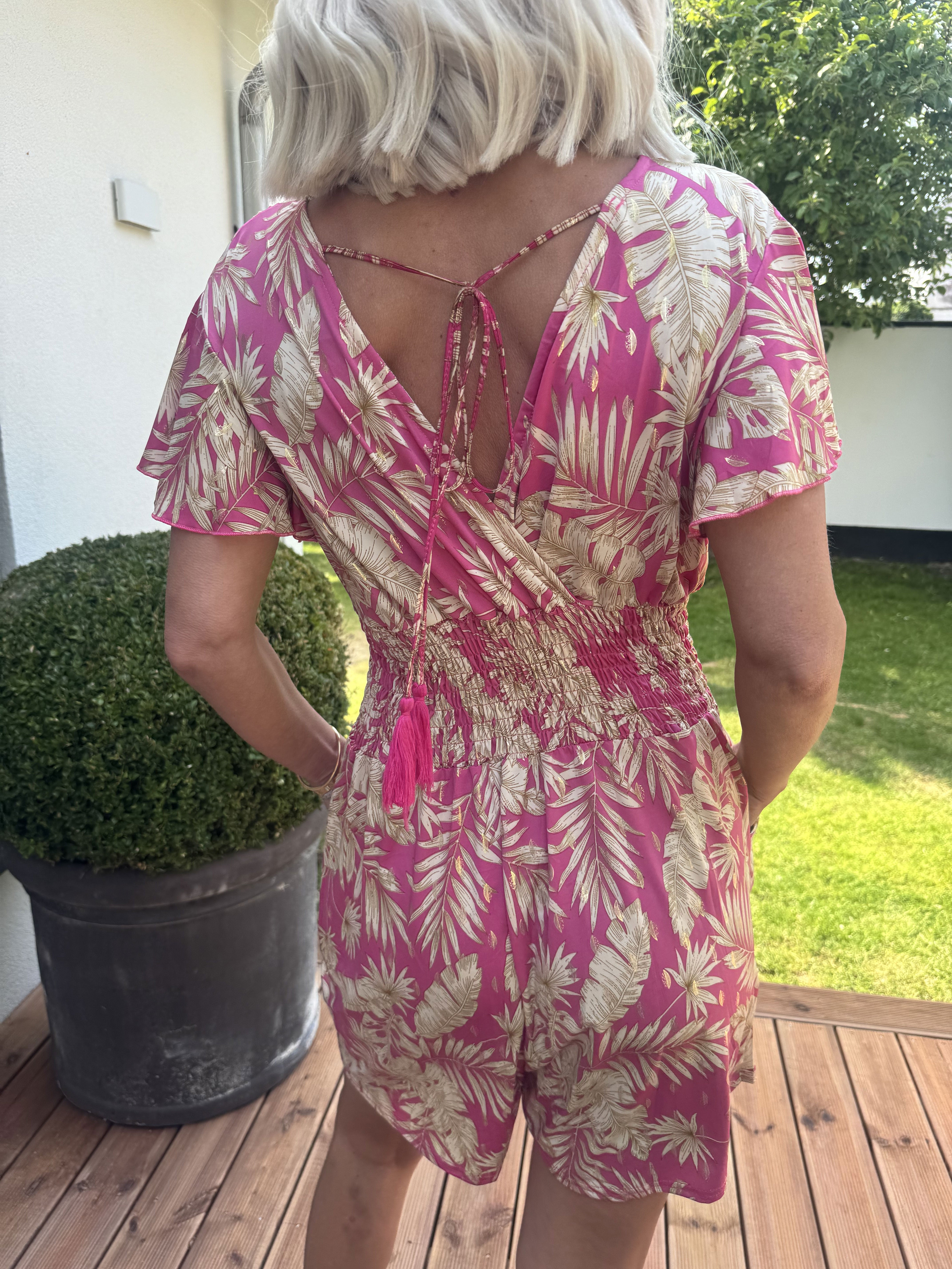 Pams Gold Leaf Playsuit - Elastisk playsuit med fickor