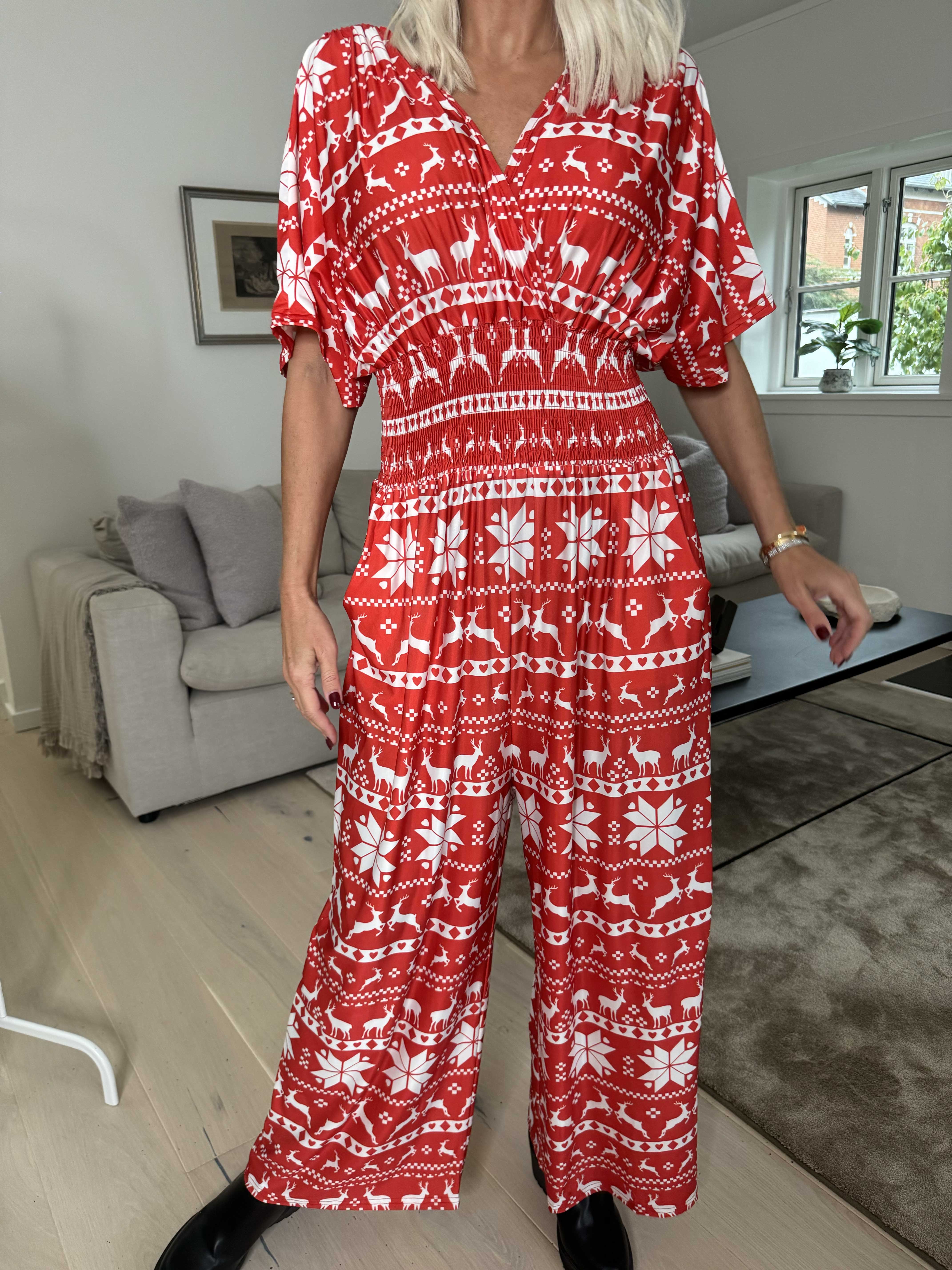Pams Snow Jumpsuit - Elastisk jumpsuit med jultryck