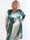 Pams Abstract Short L/S - Elastisk flerfärgad plus size klänning med gulddetaljer