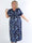 Pams Butterfly - Lång elastisk plus size-klänning med smockad midja