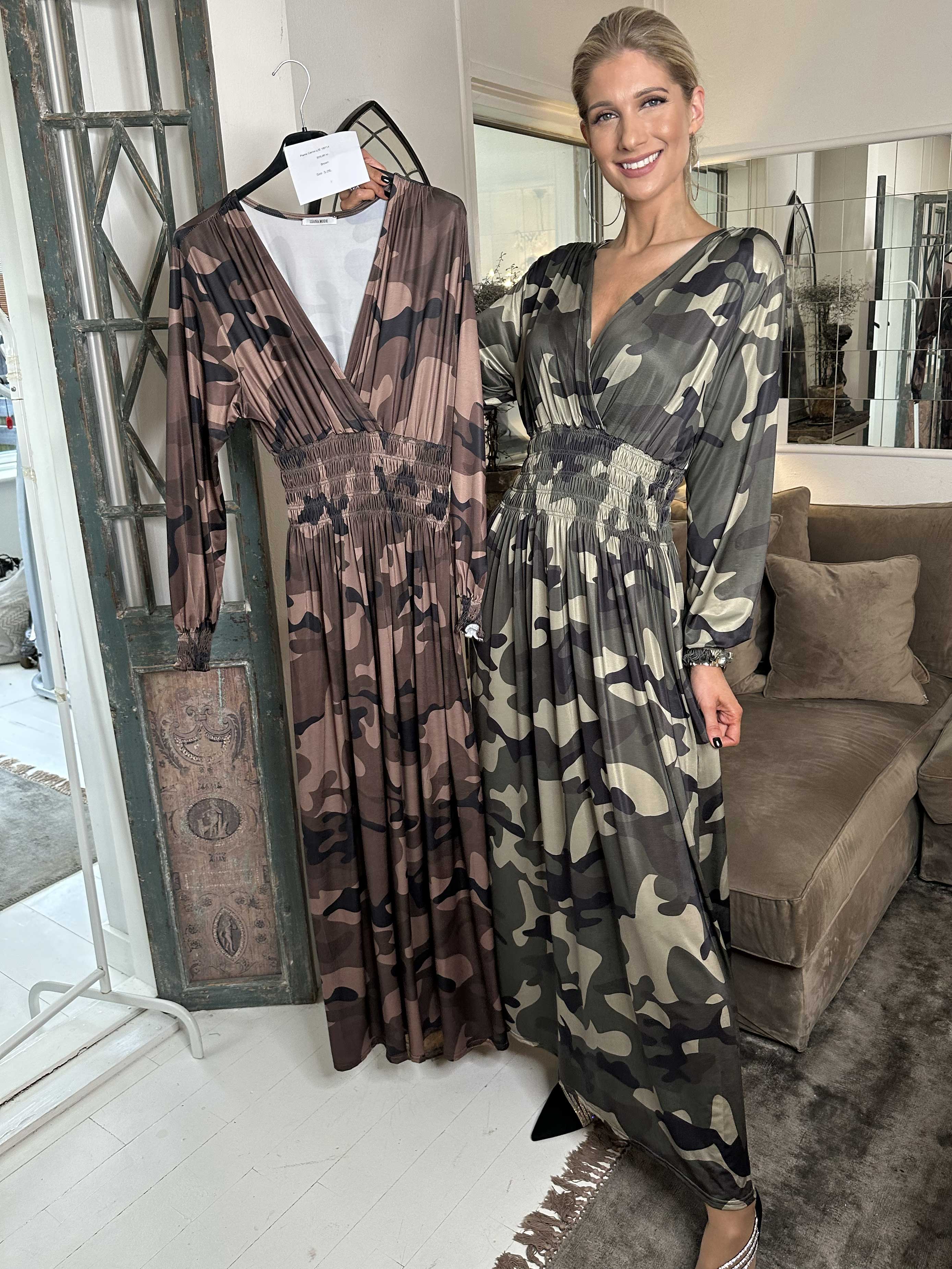 Pams Camo L/S - Kjol med resår i kamouflagemönster