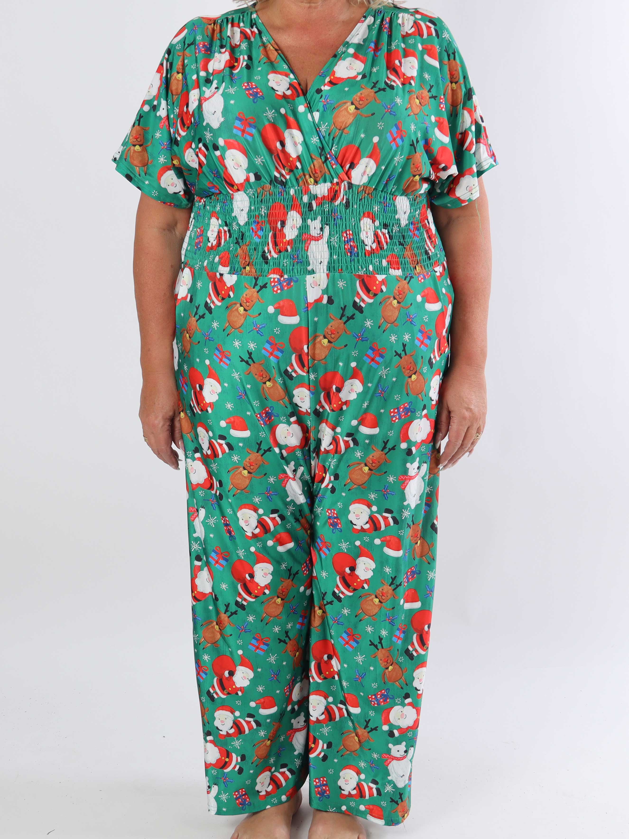 Pams Christmas Jumpsuit - Elastisk jumpsuit i plusstorlek med julmotiv