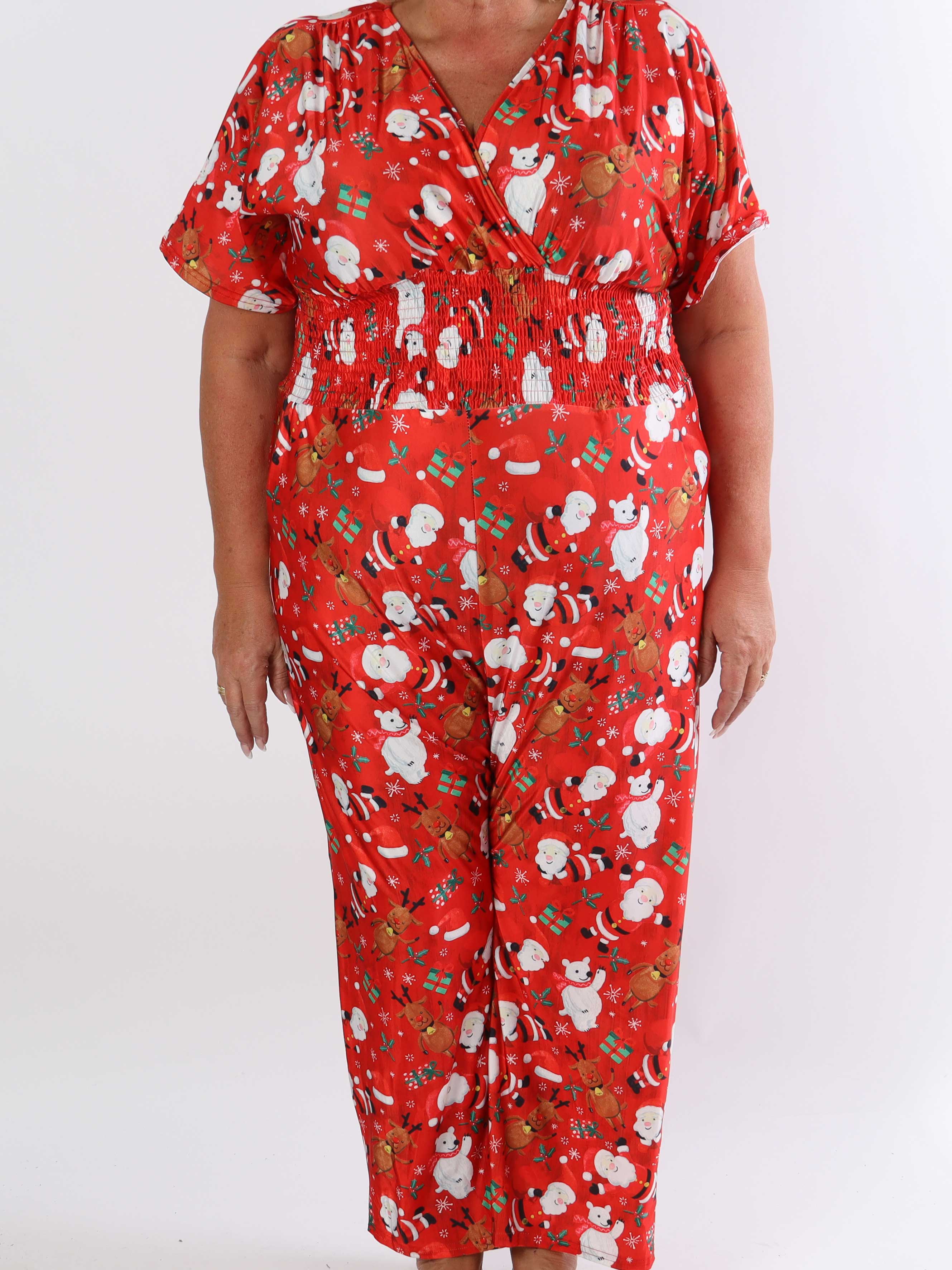 Pams Christmas Jumpsuit - Elastisk jumpsuit i plusstorlek med julmotiv