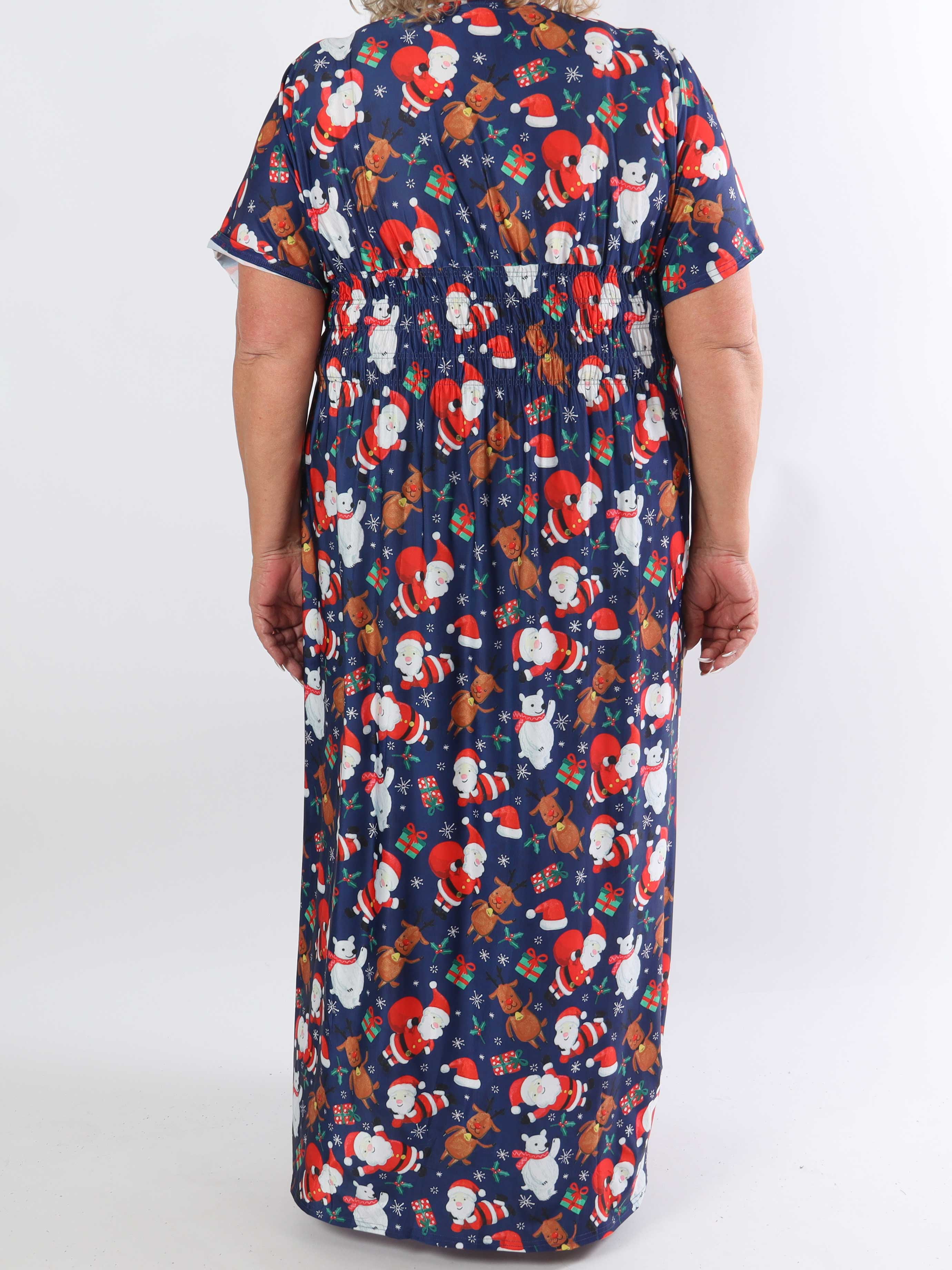 Pams Christmas - Lång stretchig plus size-klänning med julmotiv