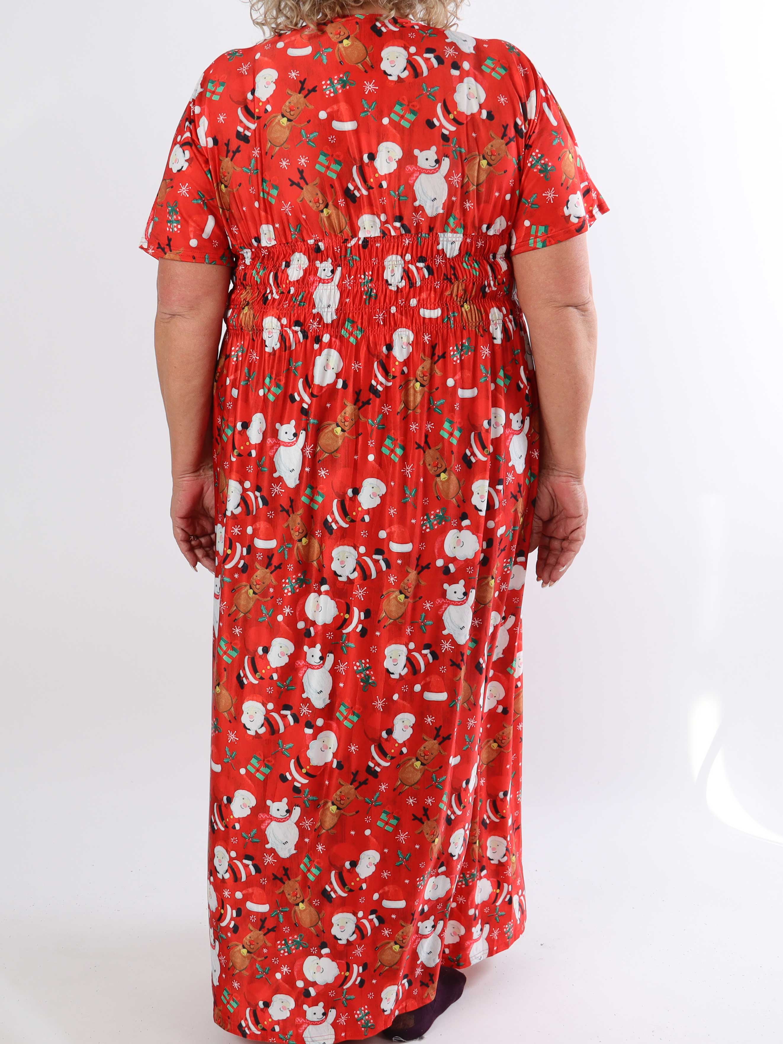 Pams Christmas - Lång stretchig plus size-klänning med julmotiv