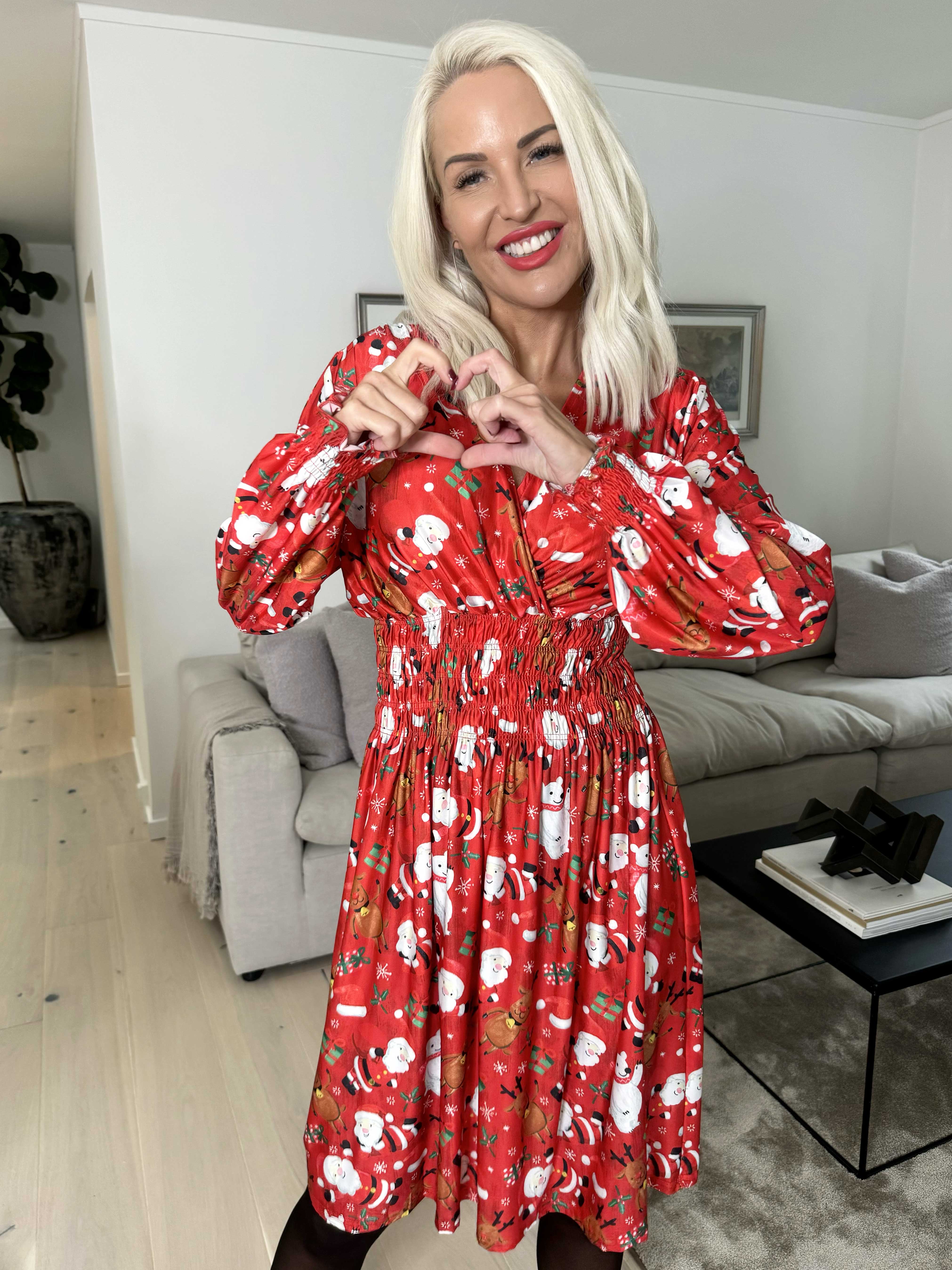 Pams Christmas Short L/S - Elastisk klänning med jultryck