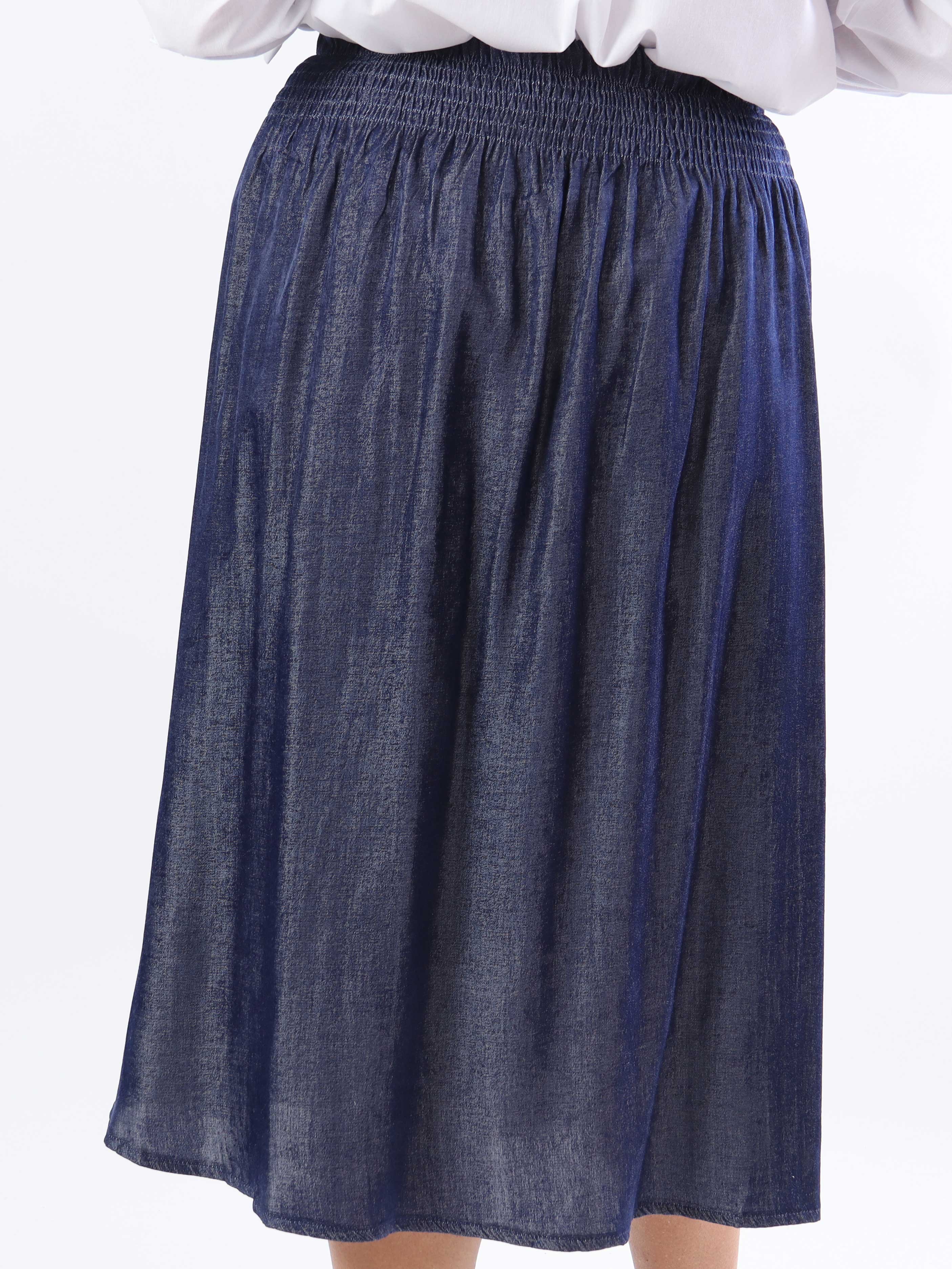 Pams Midi Denim Skirt - Plus size kjol med fickor