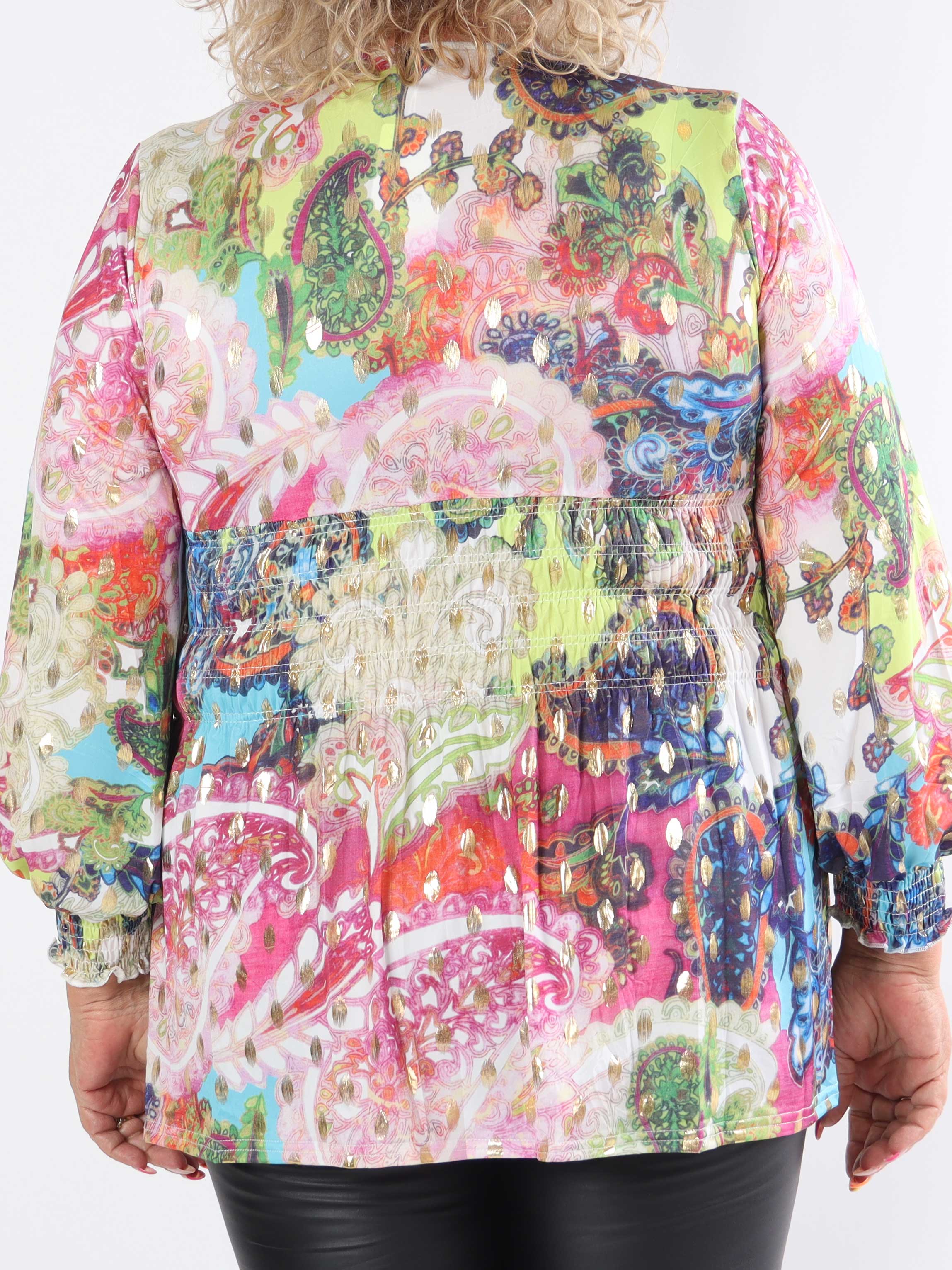 Pams Elements Shirt L/S - Elastisk plus size blus i skrynkelfritt tyg med långa ärmar