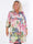 Pams Elements Short L/S - Elastiskt mönstrad plus size-klänning i skrynkelfritt tyg