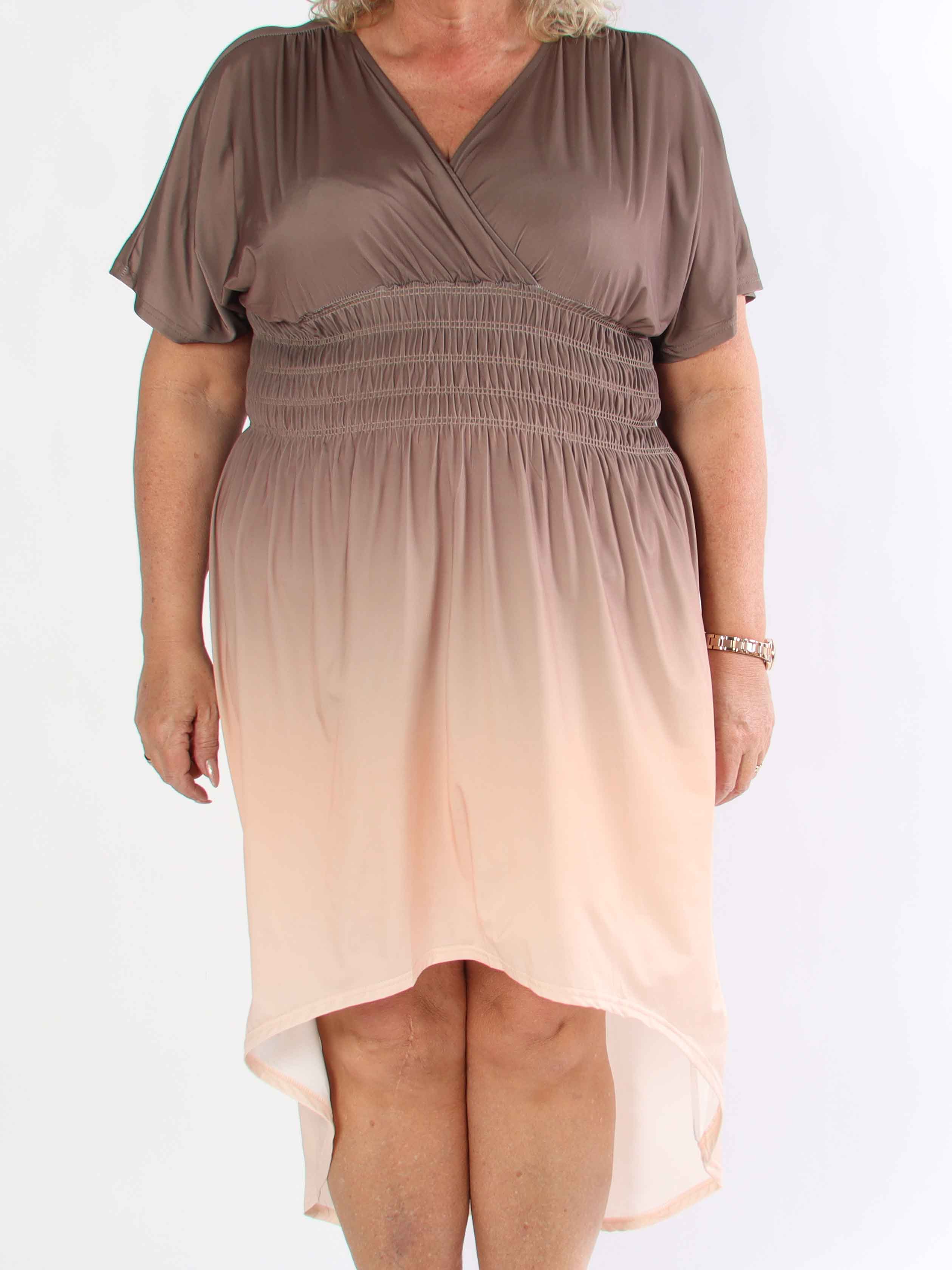 Pams Fade High-low - Elastisk flerfärgad plus size klänning