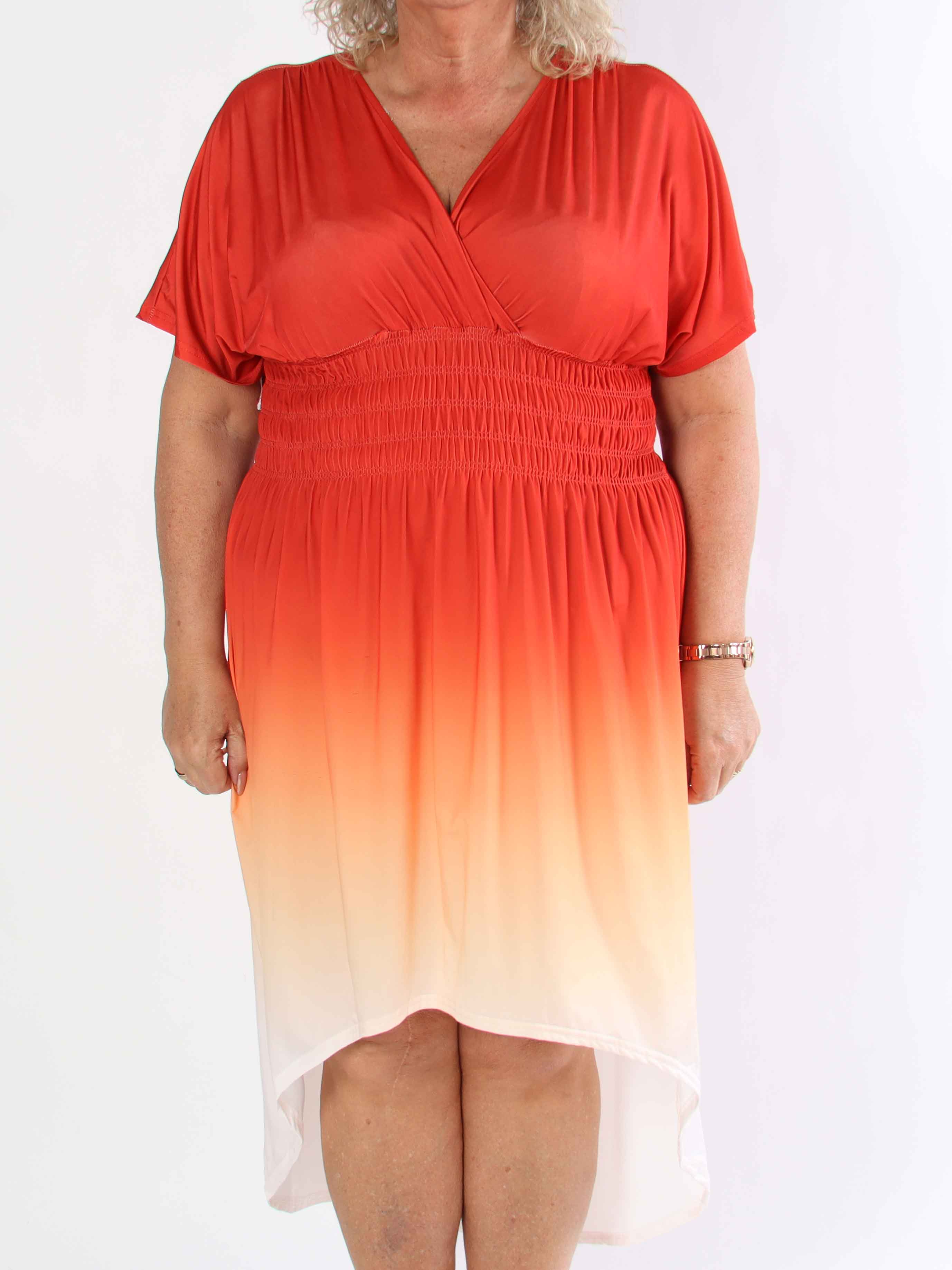 Pams Fade High-low - Elastisk flerfärgad plus size klänning