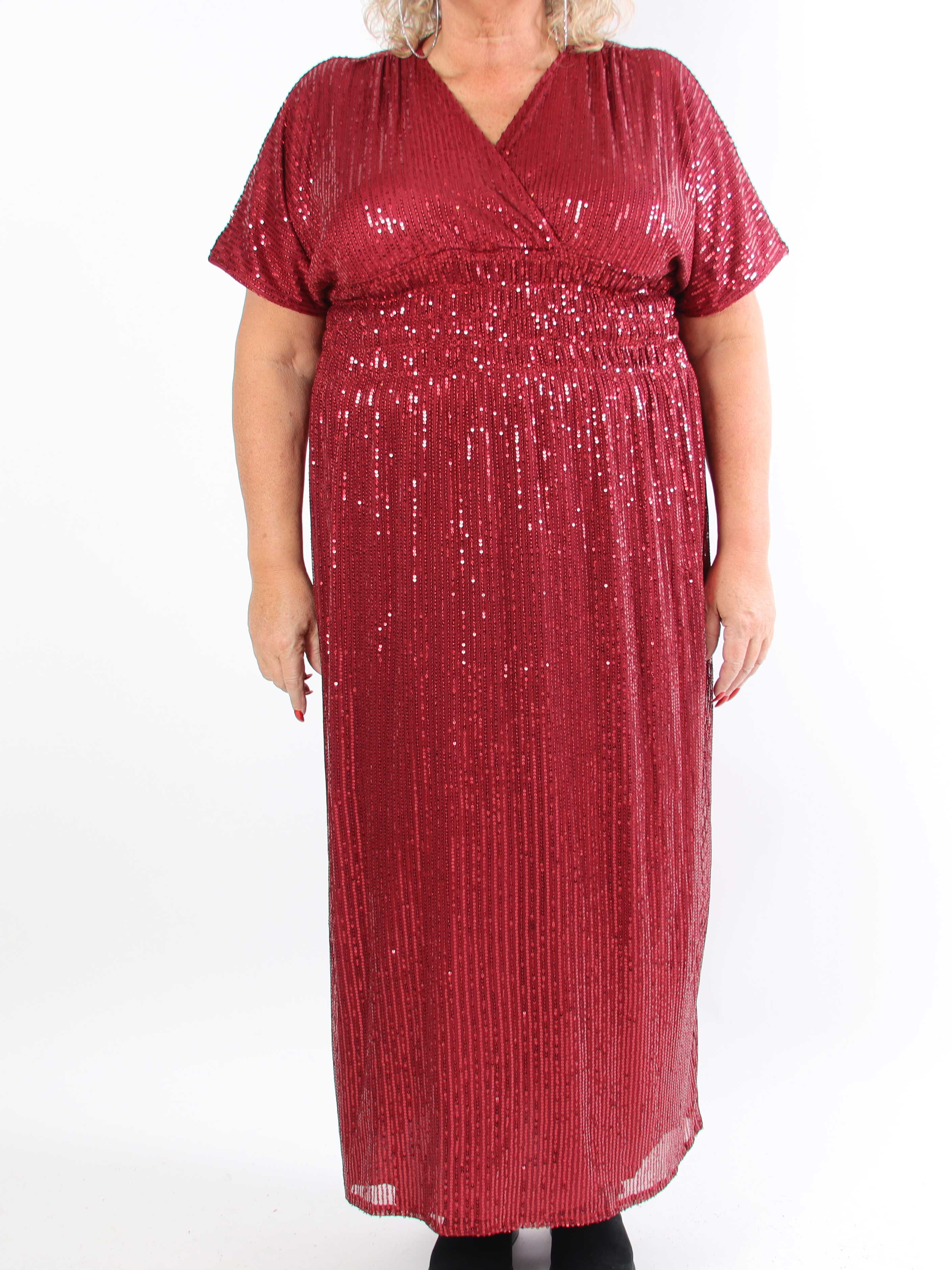 Pams Glitter - Lång plus size klänning med paljetter
