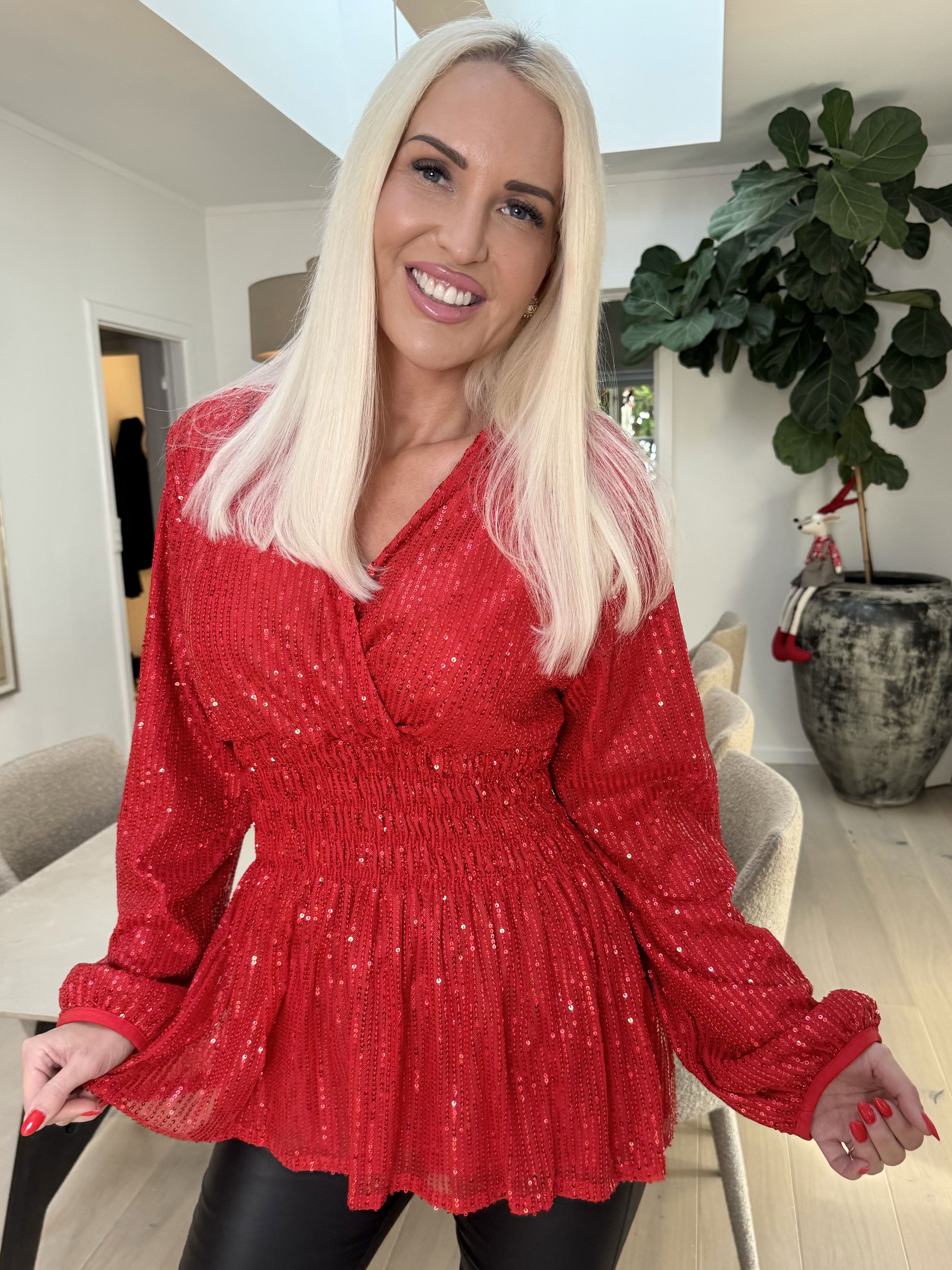 Pams Glitter Shirt L/S - Blus med paljetter och långa ärmar