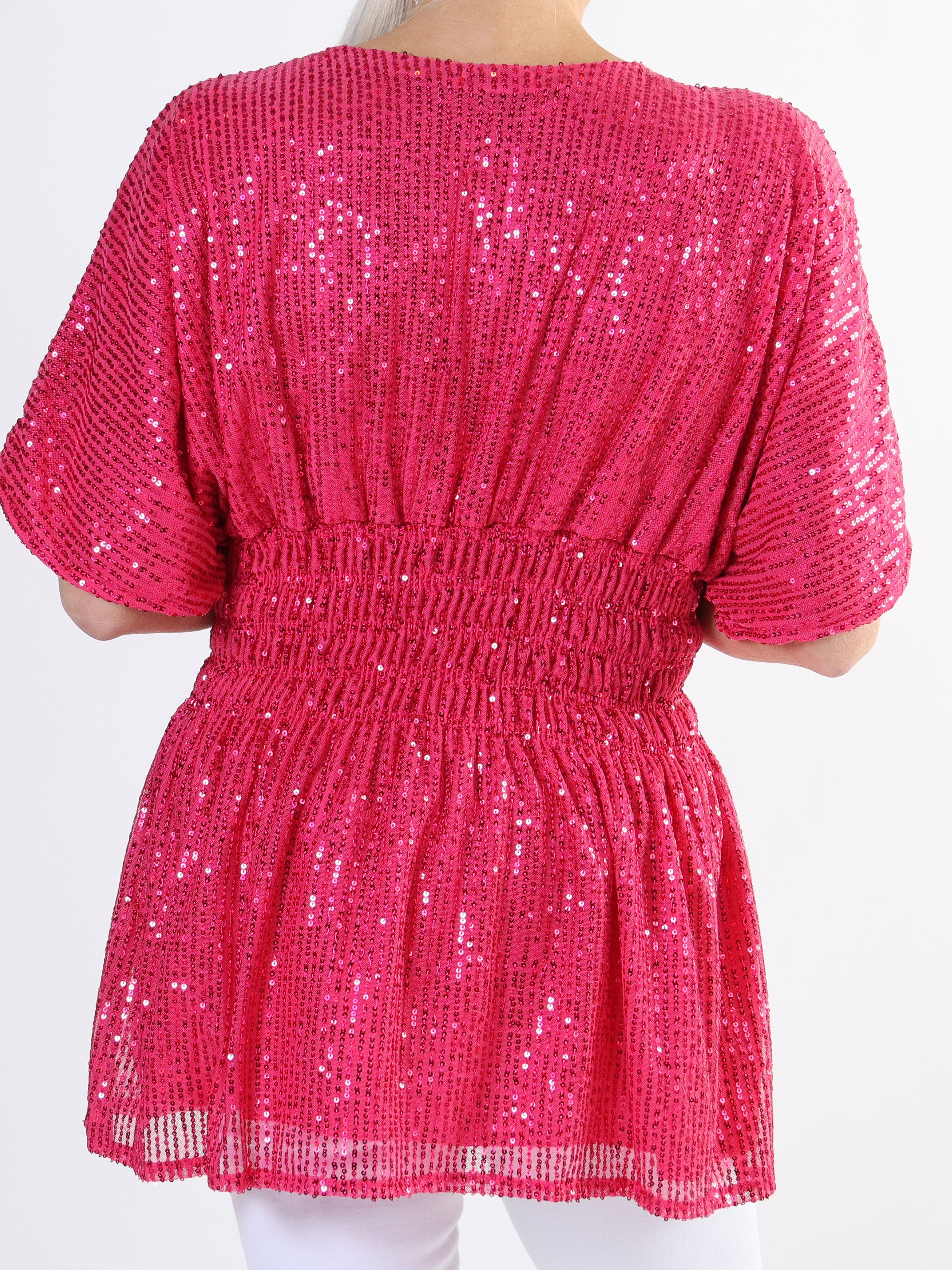 Pams Glitter Shirt - Söt tunika i stora storlekar med smock och paljetter