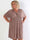 Pams Gold Check Short - Kort elastisk plus size klänning med gulddetaljer
