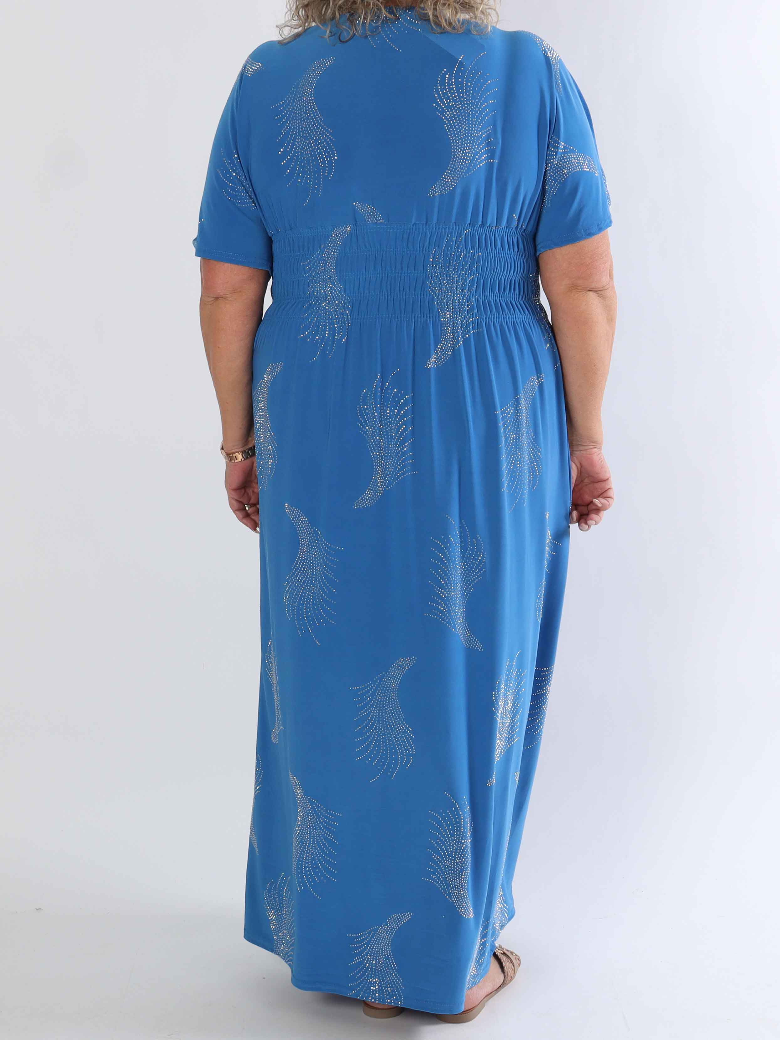 Pams Leaf Crystal - Lång stretch plus size klänning med strassmönster