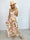 Pams Leaf Gold Sleeveless - Lång elastisk klänning med sött bladmönster