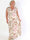 Pams Leaf Gold Sleeveless - Lång elastisk plus size klänning med sött bladmönster