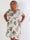 Pams Lilies Short - Kort elastisk plus size klänning med liljemönster och gulddetaljer