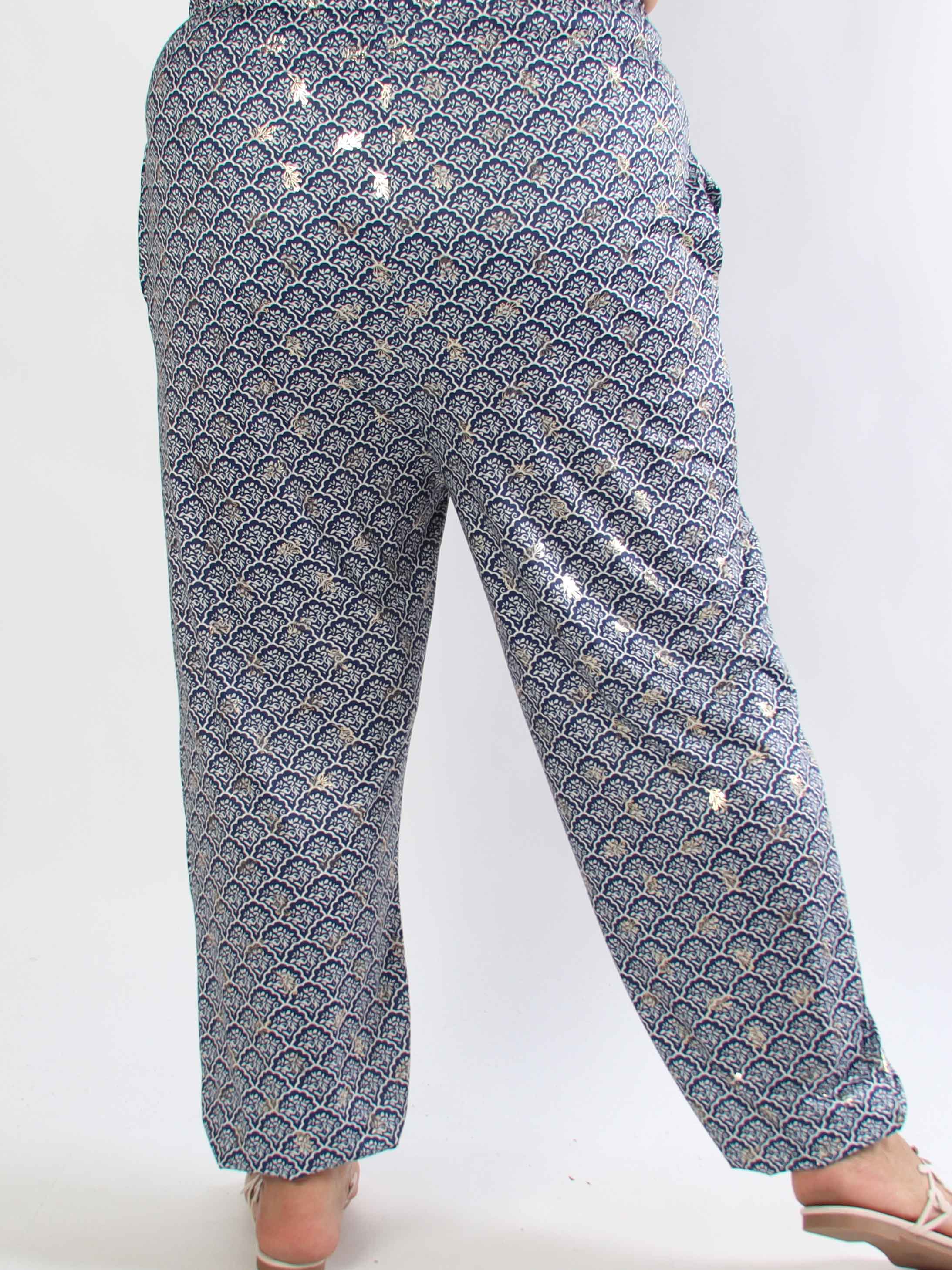Pams Pattern Harem Pants - Elastiske plus size bukser med smock i taljen