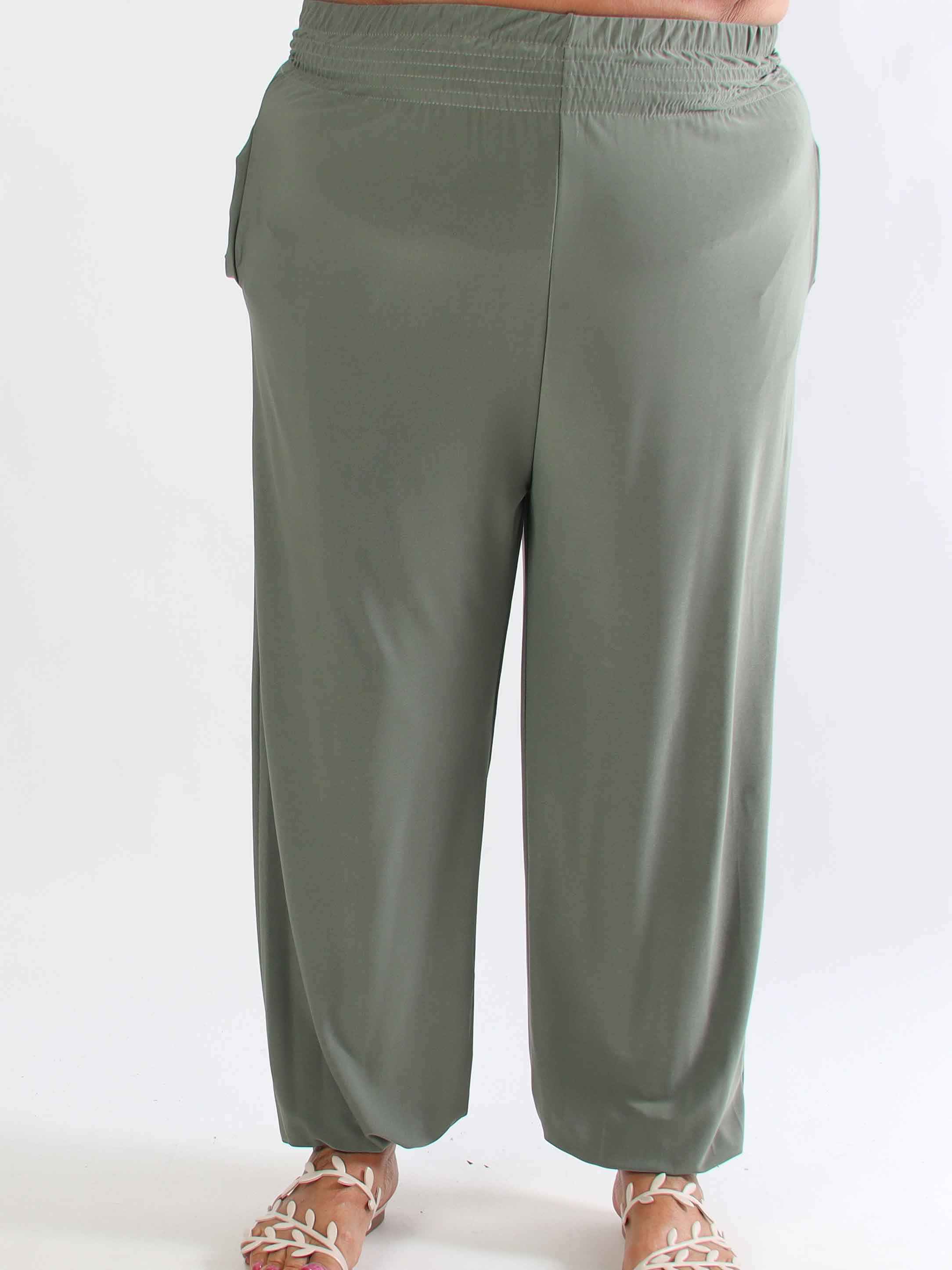 Pams Plain Harem Pants - Elastiske plus size bukser med smock i taljen
