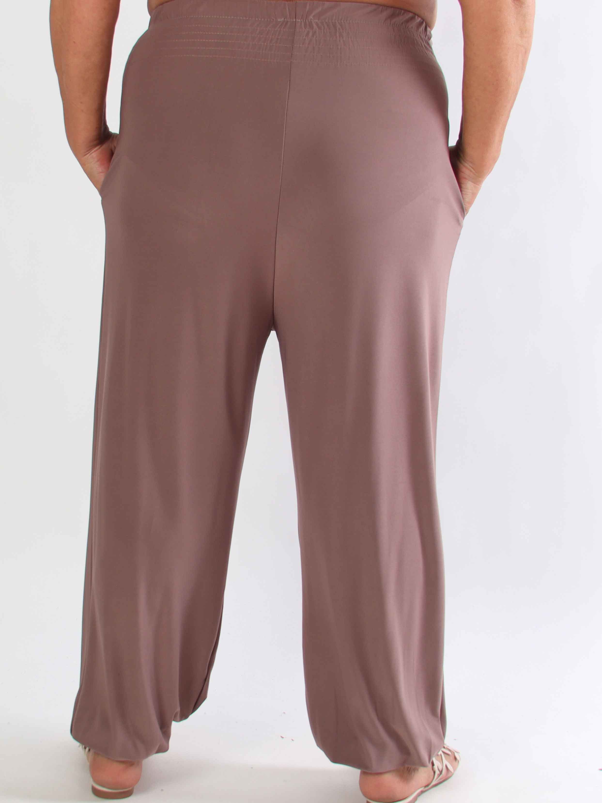 Pams Plain Harem Pants - Elastiske plus size bukser med smock i taljen