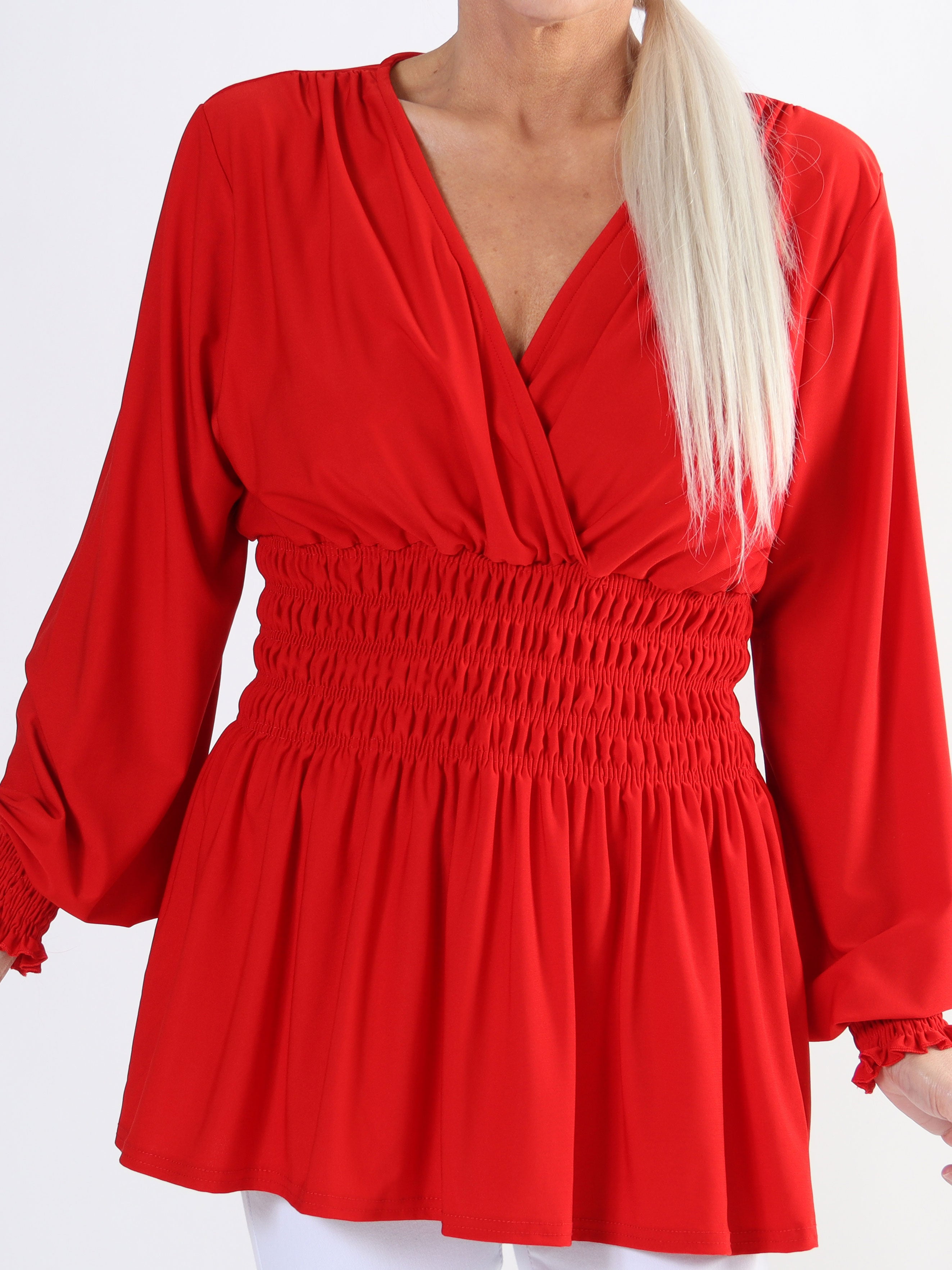 Pams Plain Shirt L/S - Blus i stretchigt material med långa ärmar