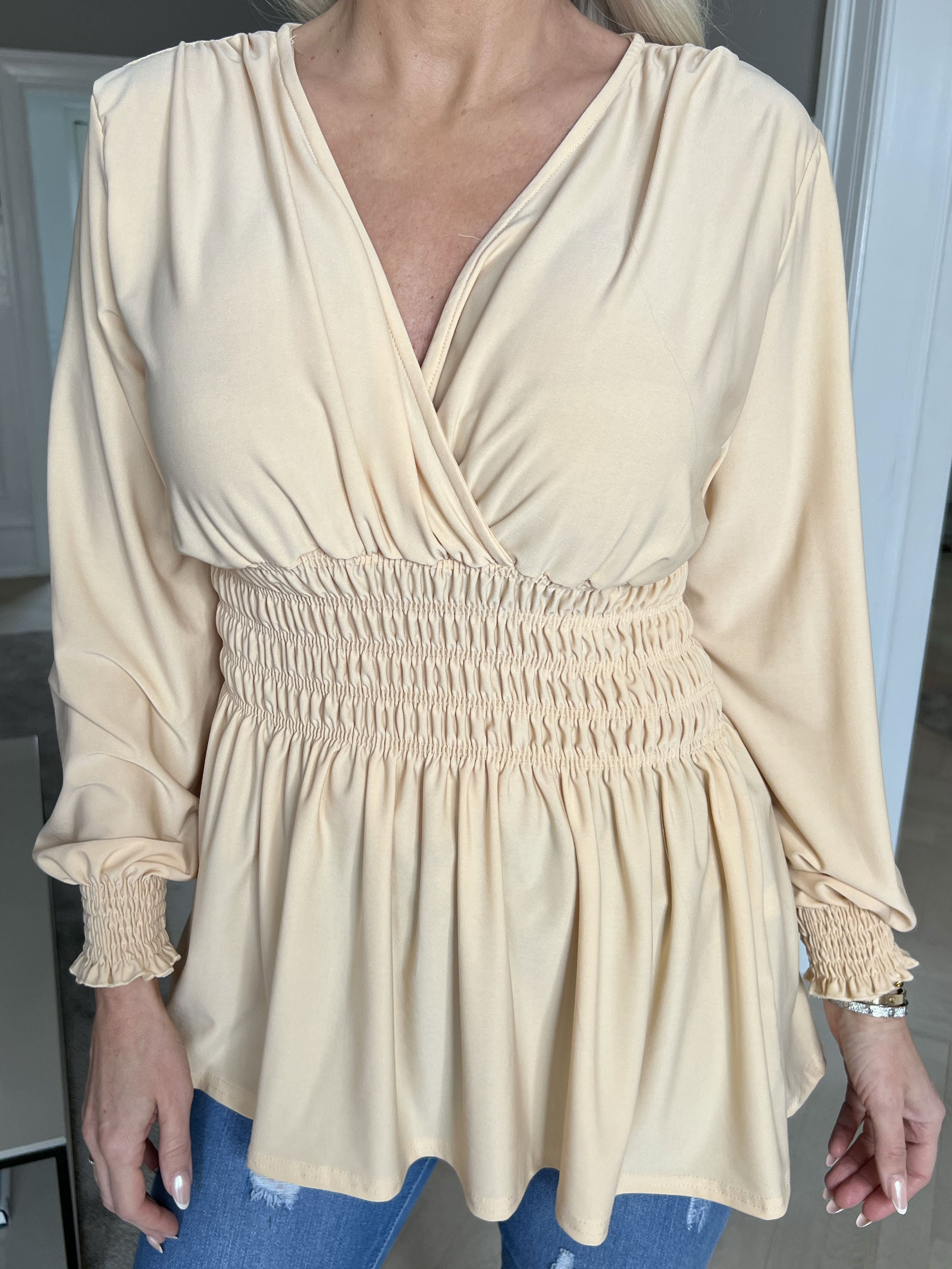 Pams Plain Shirt L/S - Blus i elastiskt tyg med långa ärmar