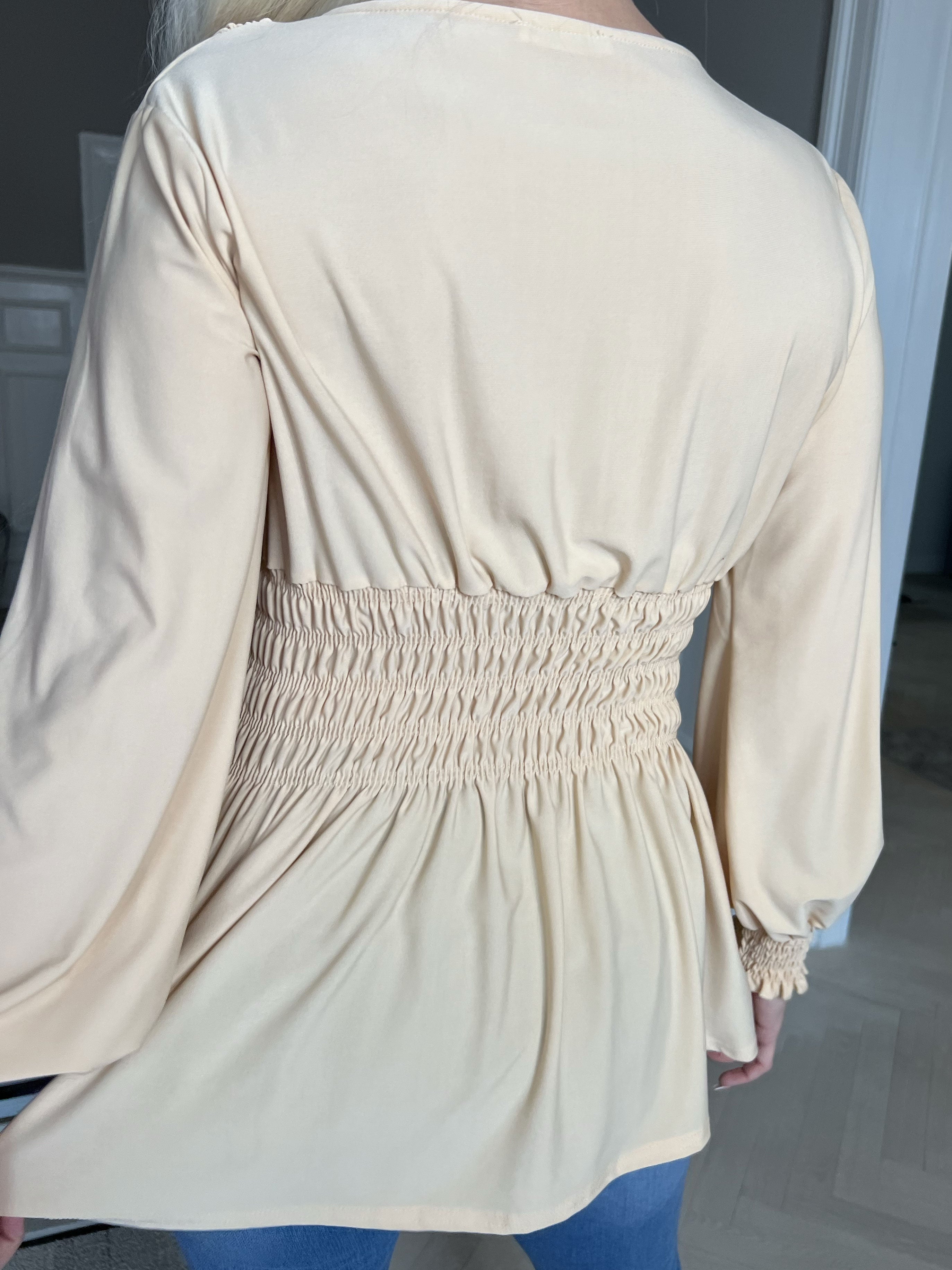 Pams Plain Shirt L/S - Blus i elastiskt tyg med långa ärmar
