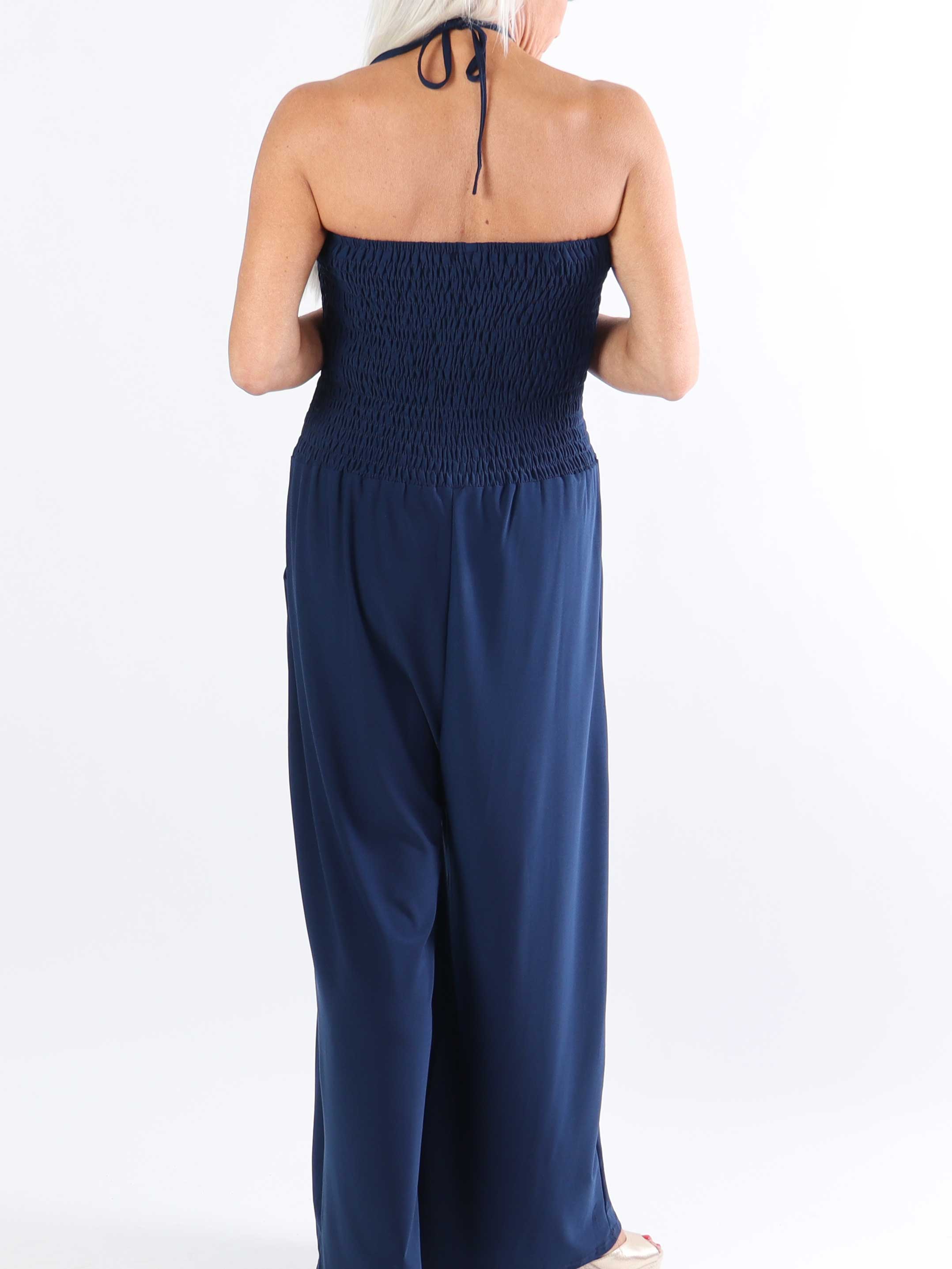 Pams Plain Tube Jumpsuit - Elastisk jumpsuit i plusstorlek med smock vid bröstet