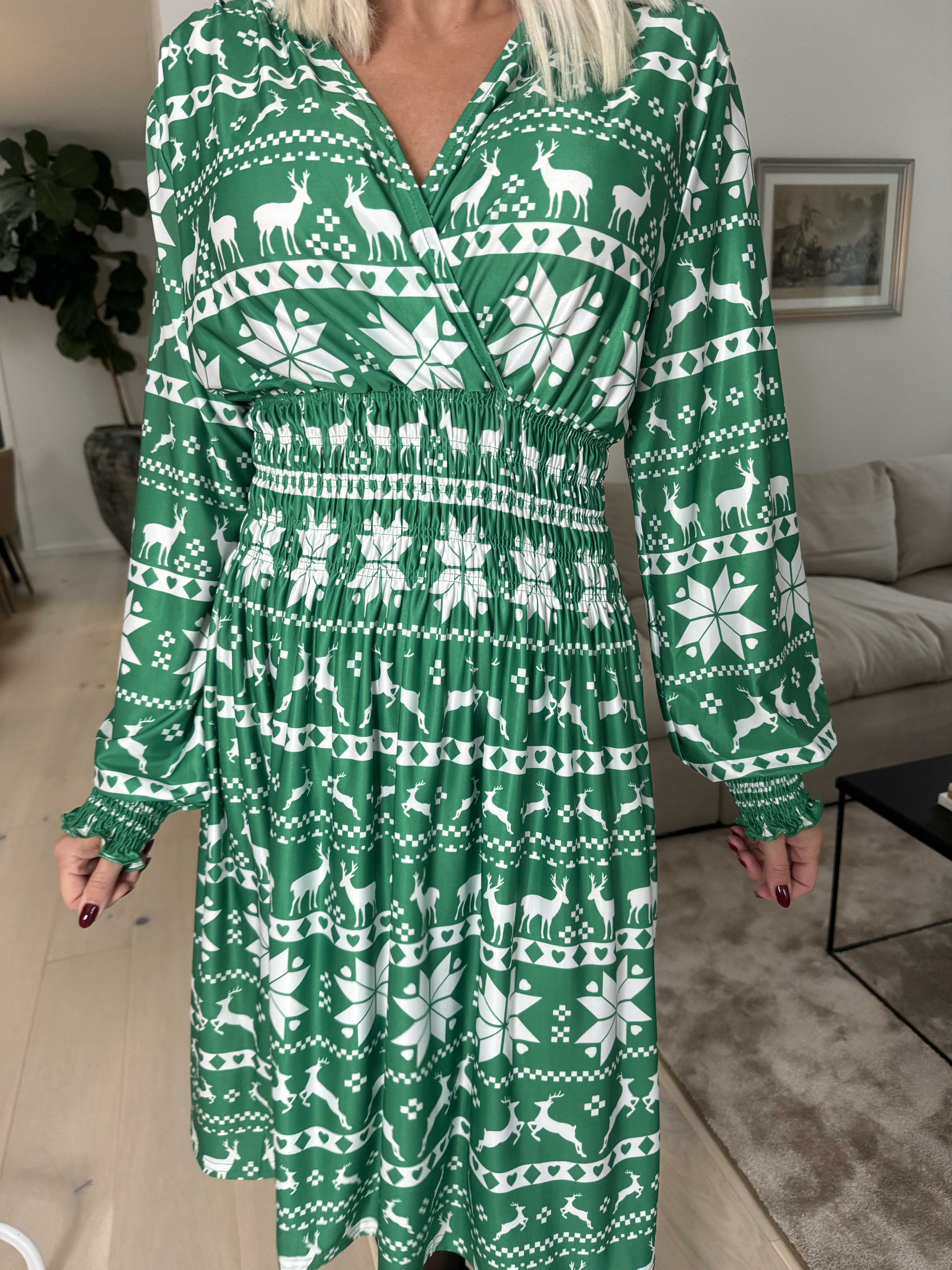 Pams Snow Short L/S - Elastisk klänning med jultryck