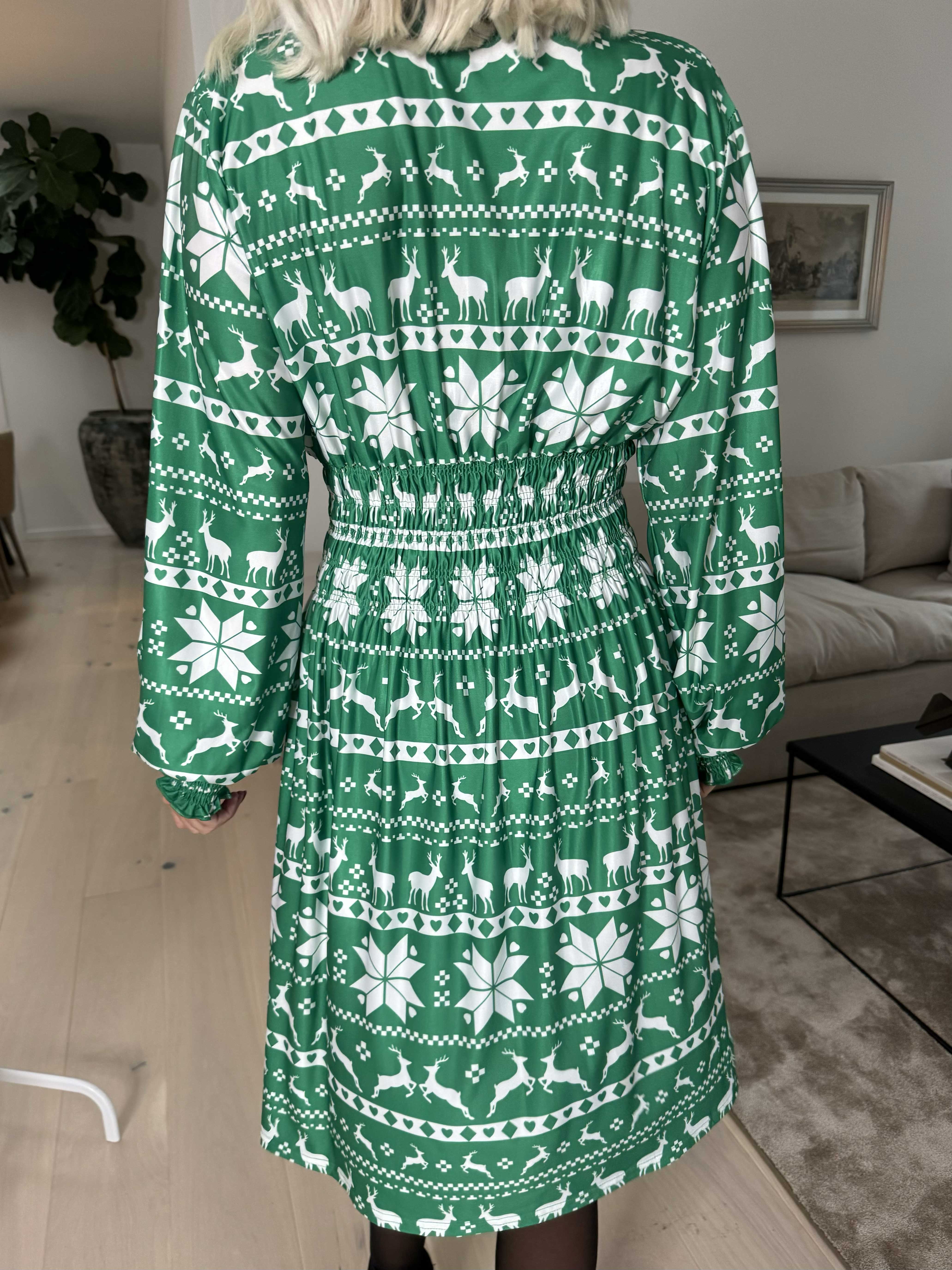Pams Snow Short L/S - Elastisk klänning med jultryck