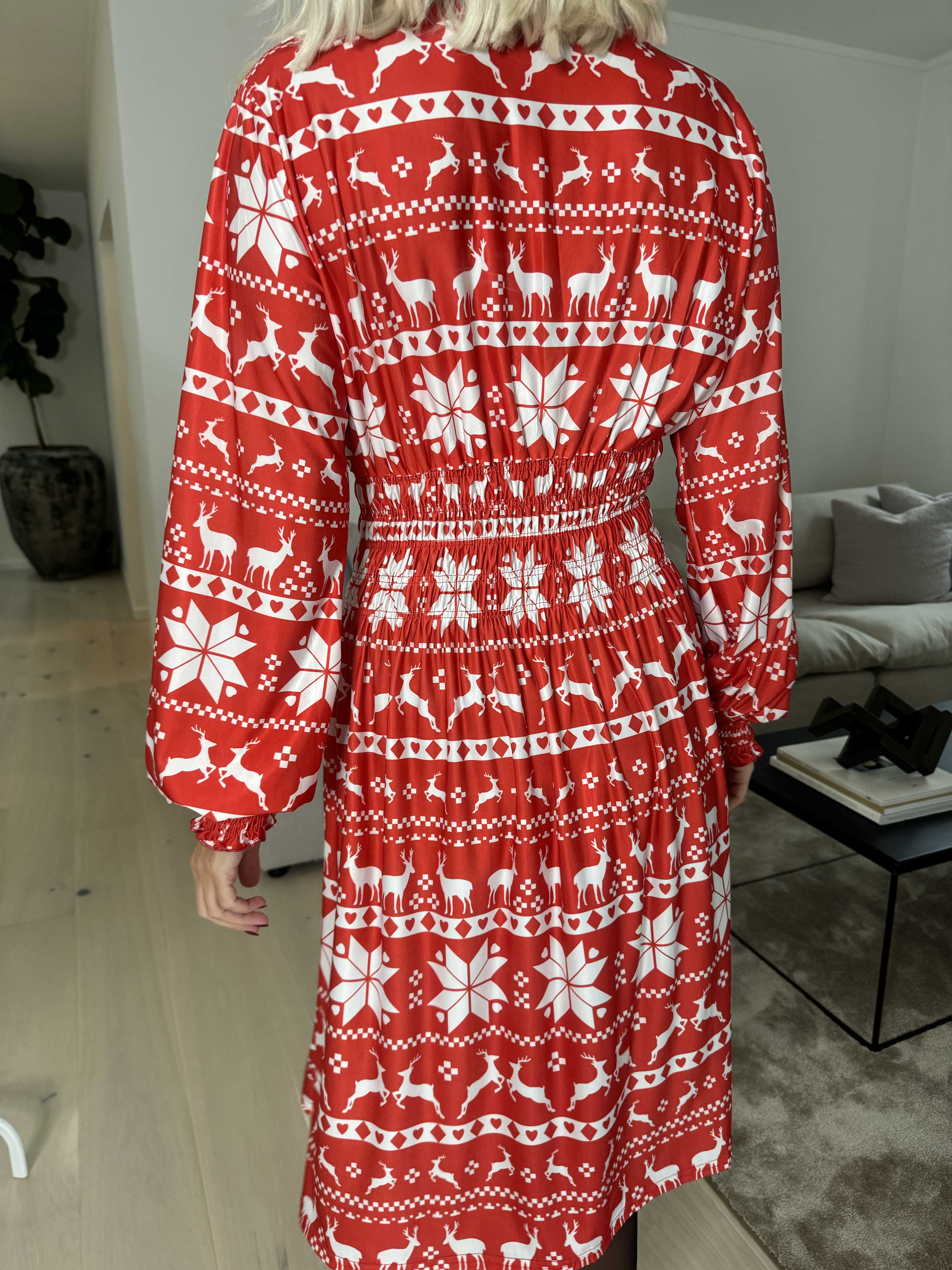 Pams Snow Short L/S - Elastisk klänning med jultryck