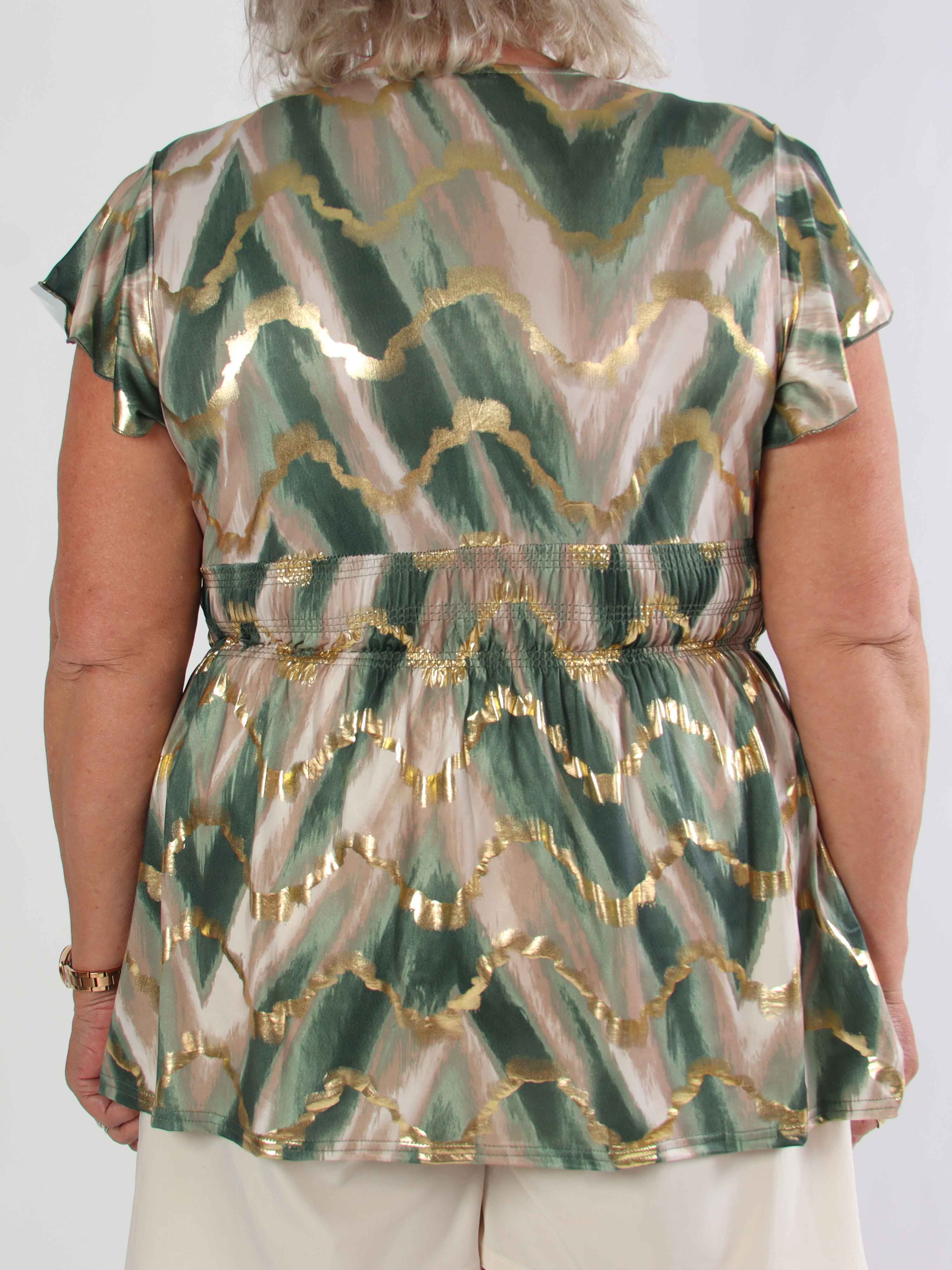 Pams Wave Shirt - Söt plus size tunika i fint mönster med resår