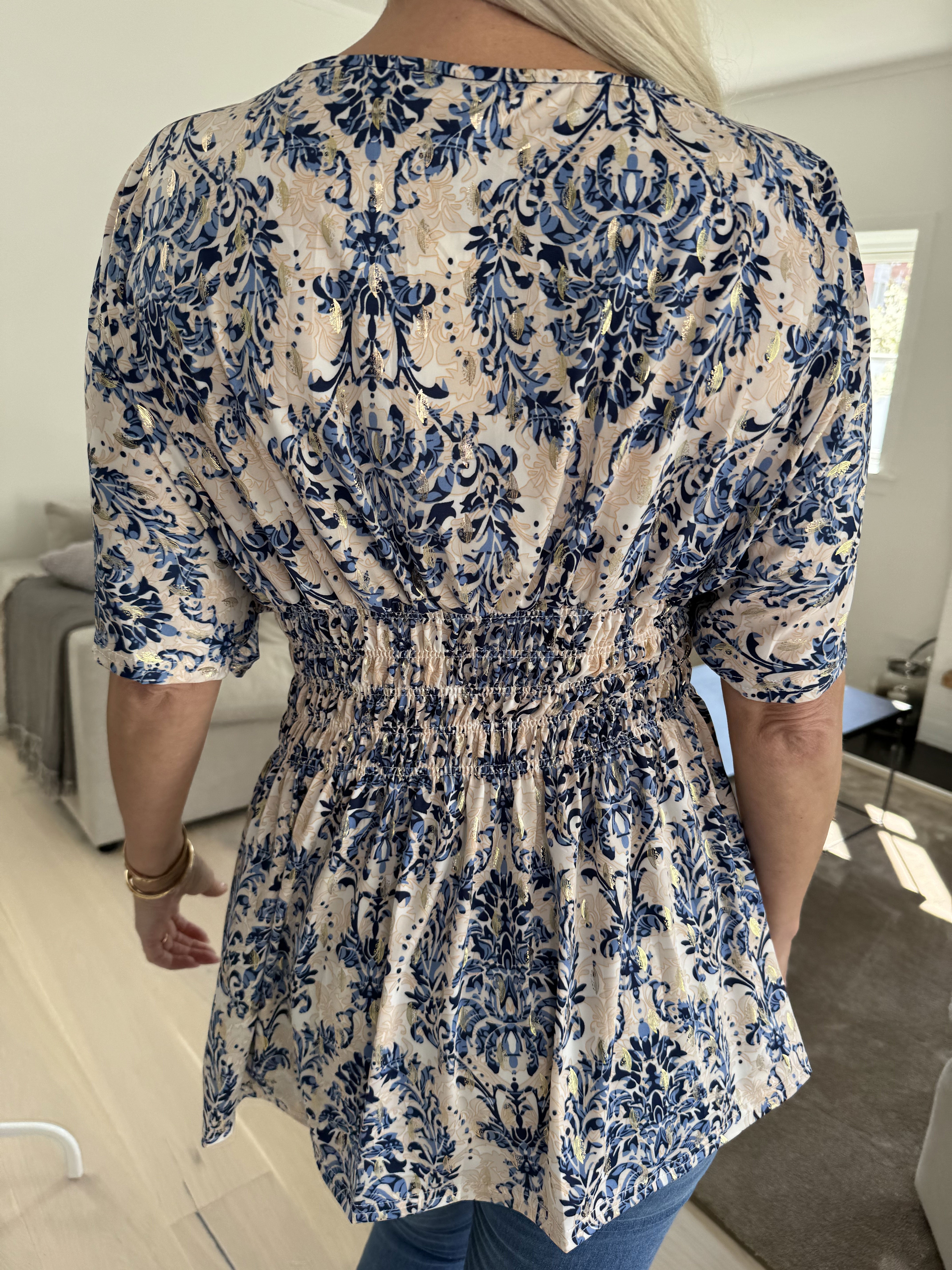 Pams Royal Shirt - Söt tunika i fint tryck med smock