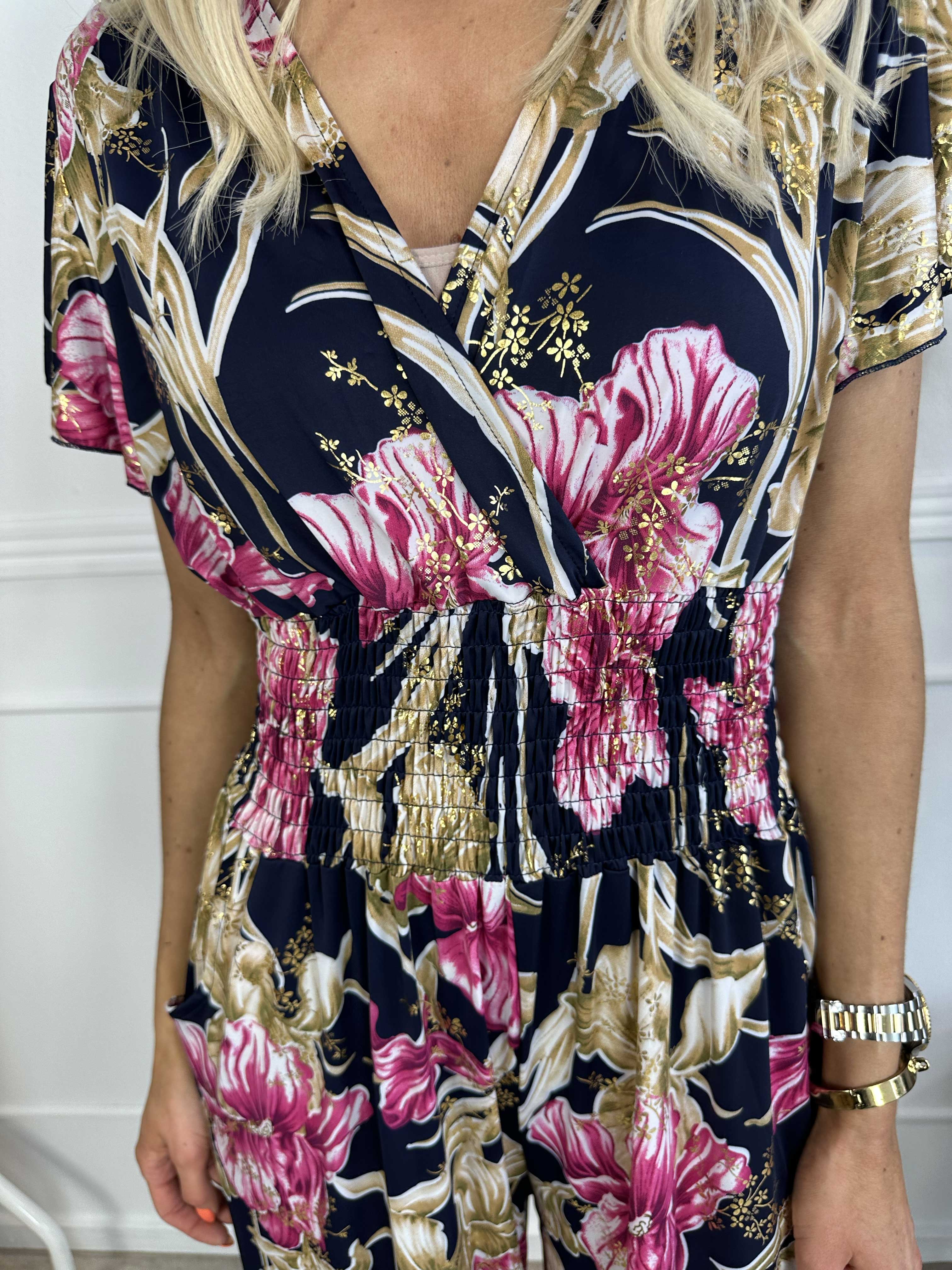 Pams Spring Jumpsuit O/B - Blommig jumpsuit med resår