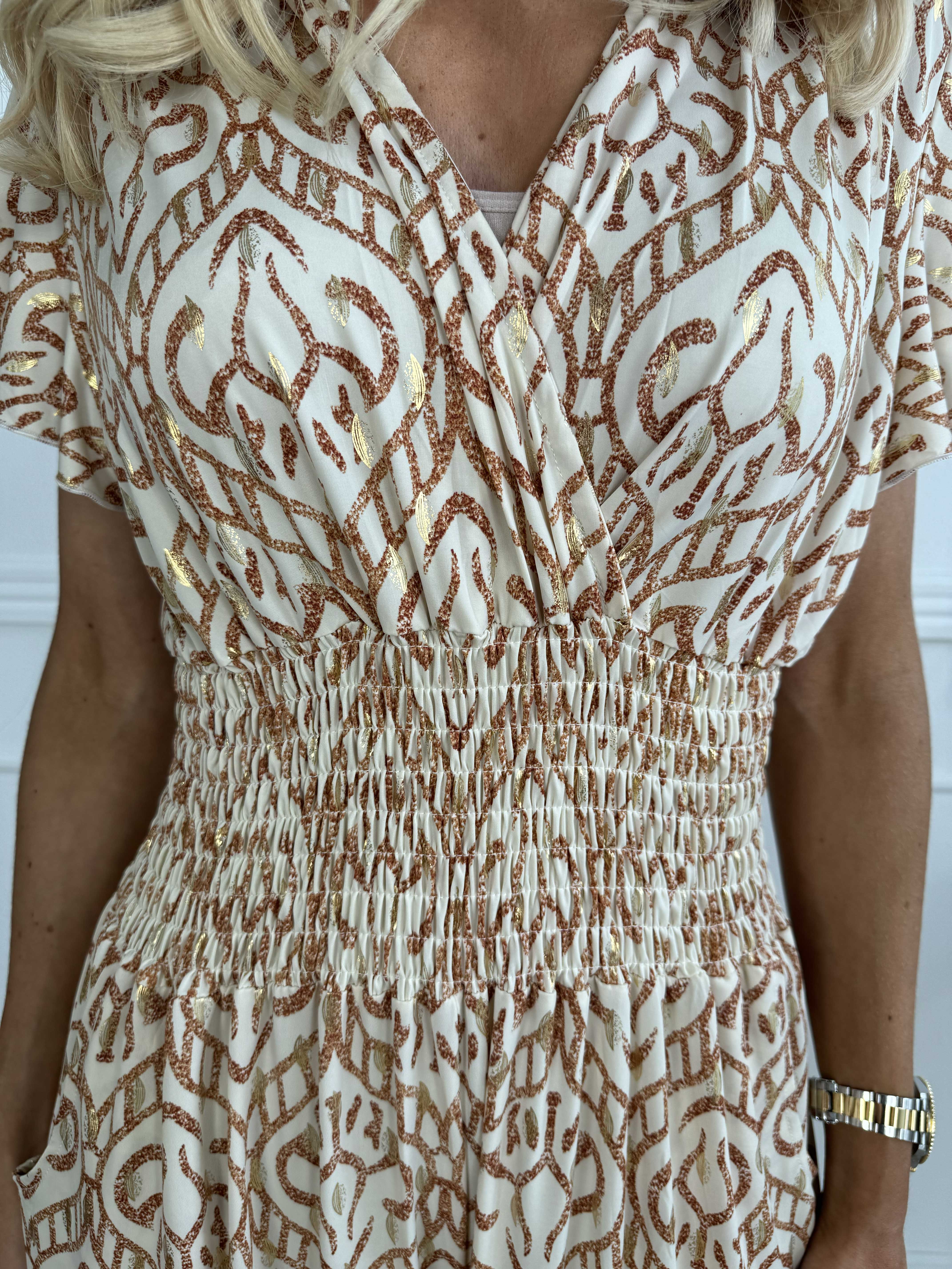 Pams Boho Jumpsuit O/B - Mönstrad jumpsuit med resår