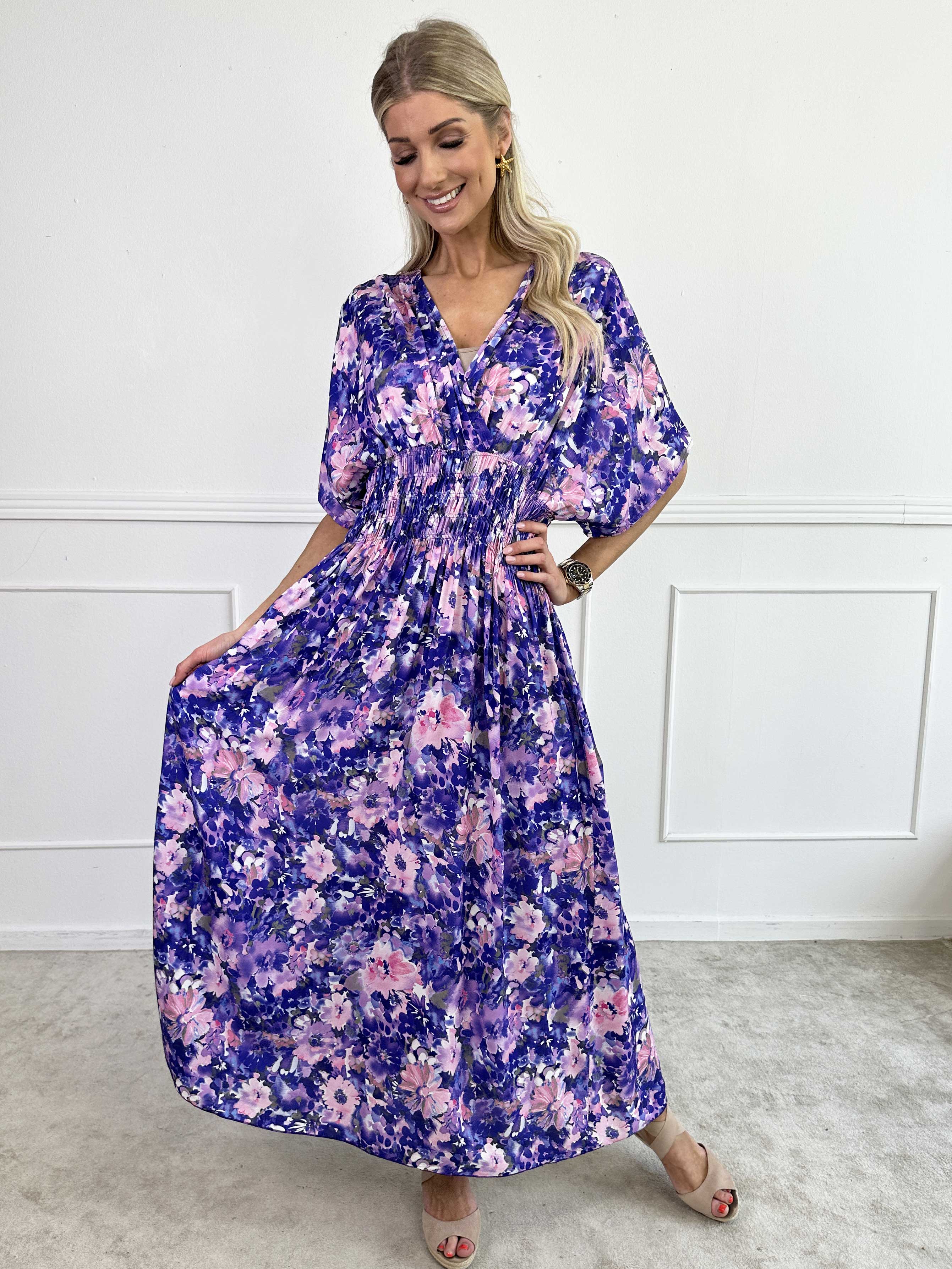 Pams Flower Viscose - Klänning nu i viskos med blomstermönster och smock