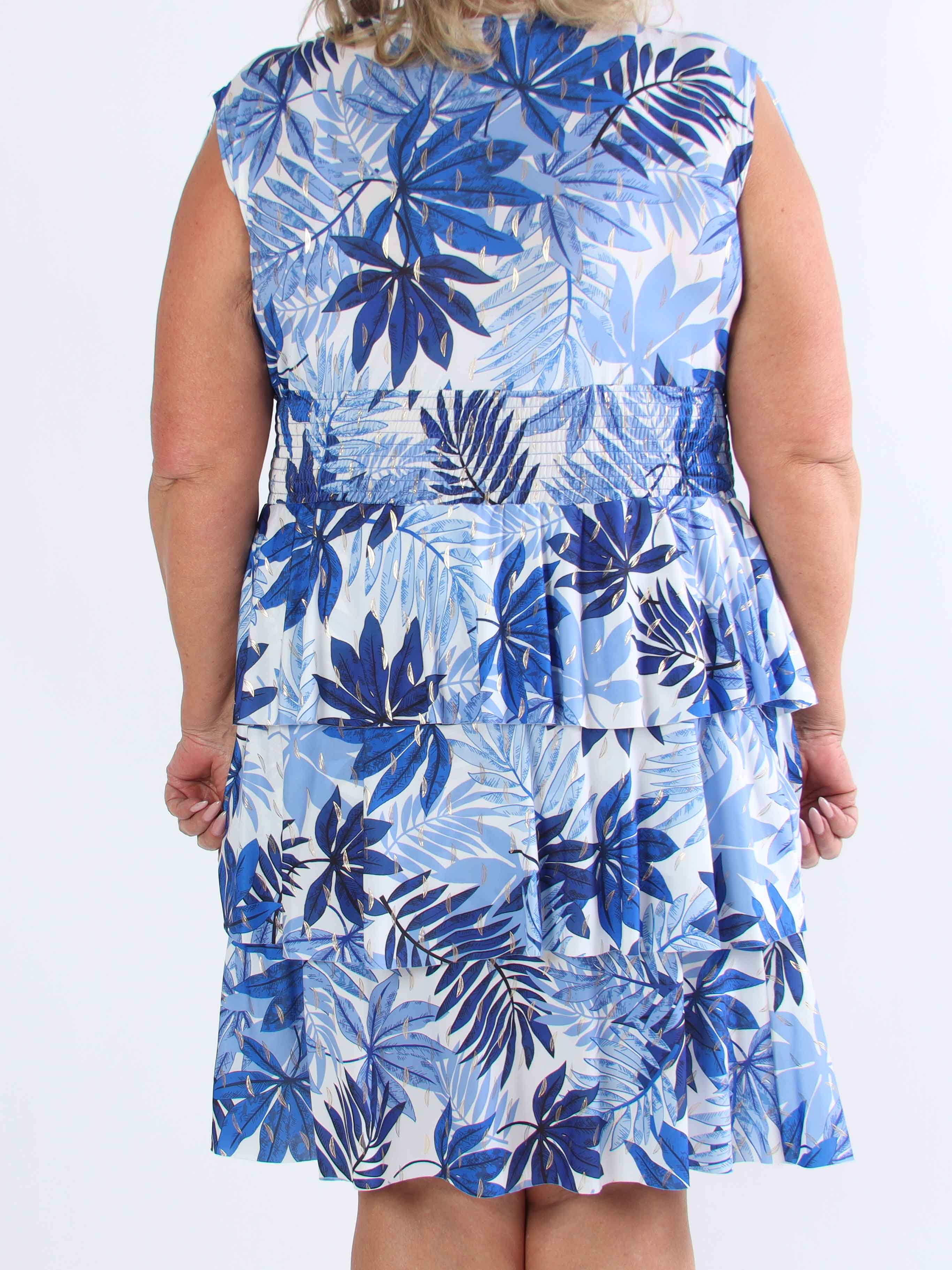 Pams Leaf Frills - Plus size-klänning med bladtryck och volanger