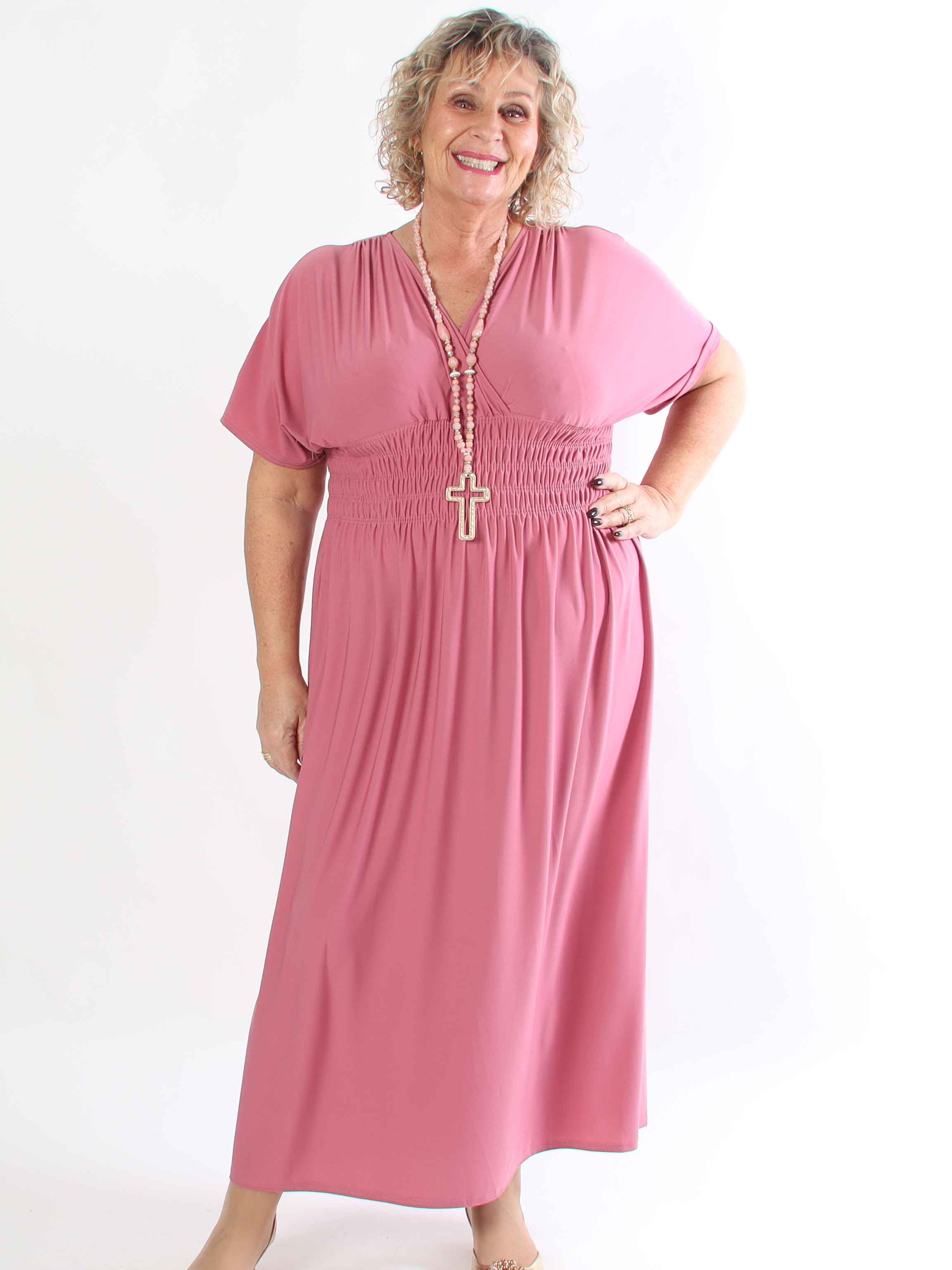 Pams Plain - Elastisk plus size kjole med smock