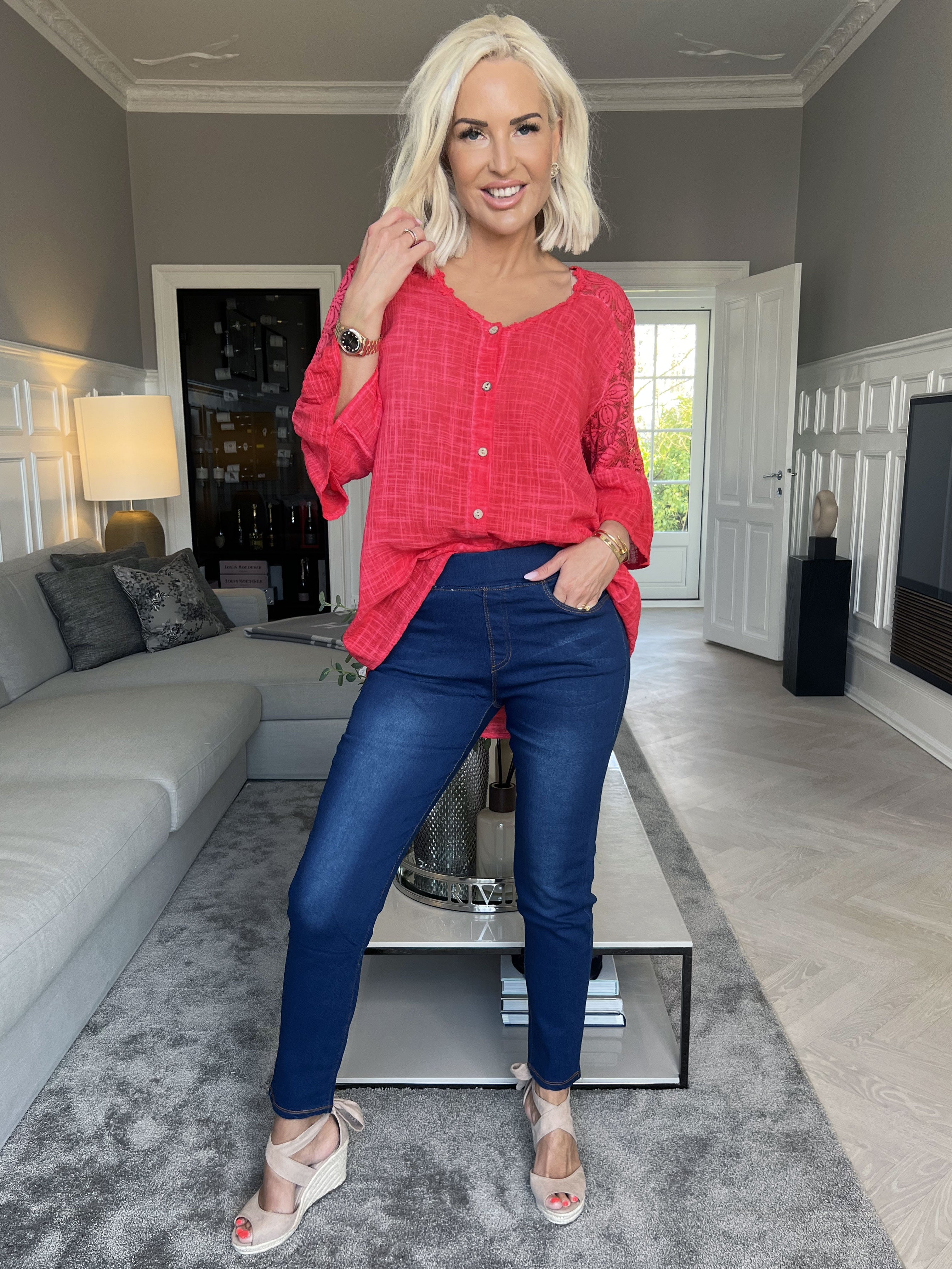 Pernille - Elastiska jeans med resår i midjan