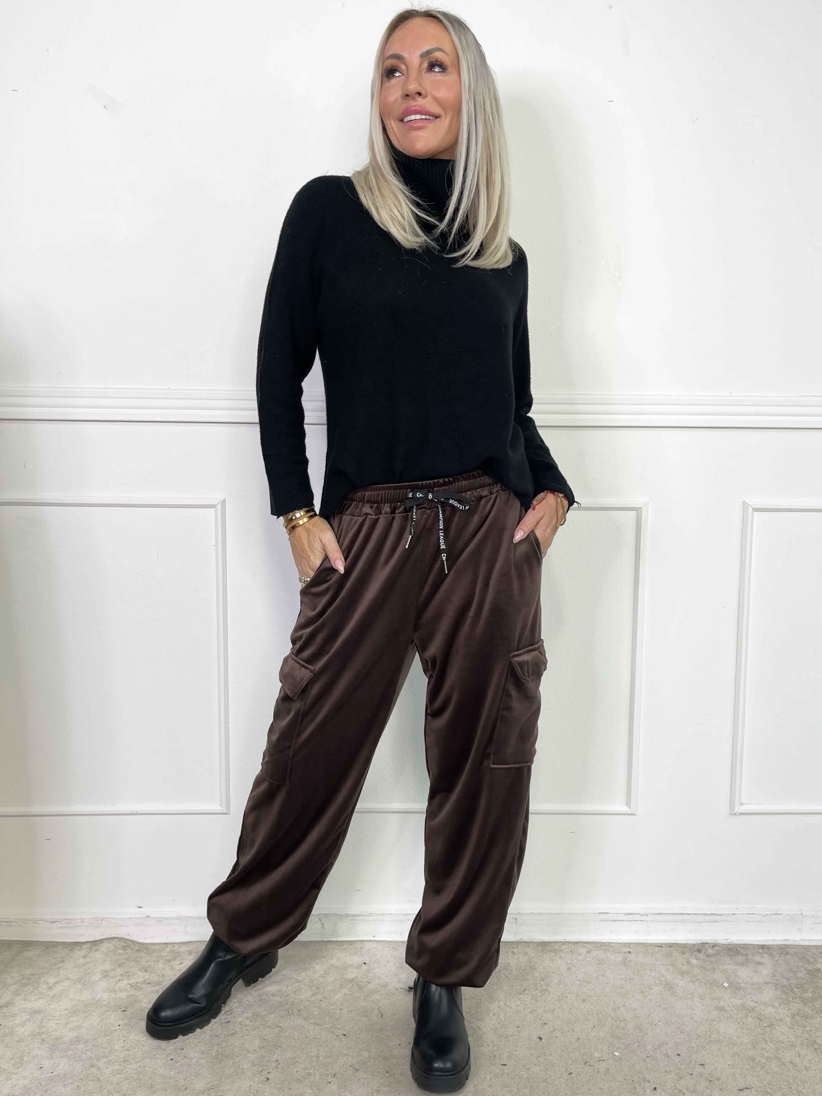 Pippa - Mjuka cargobyxor i velour