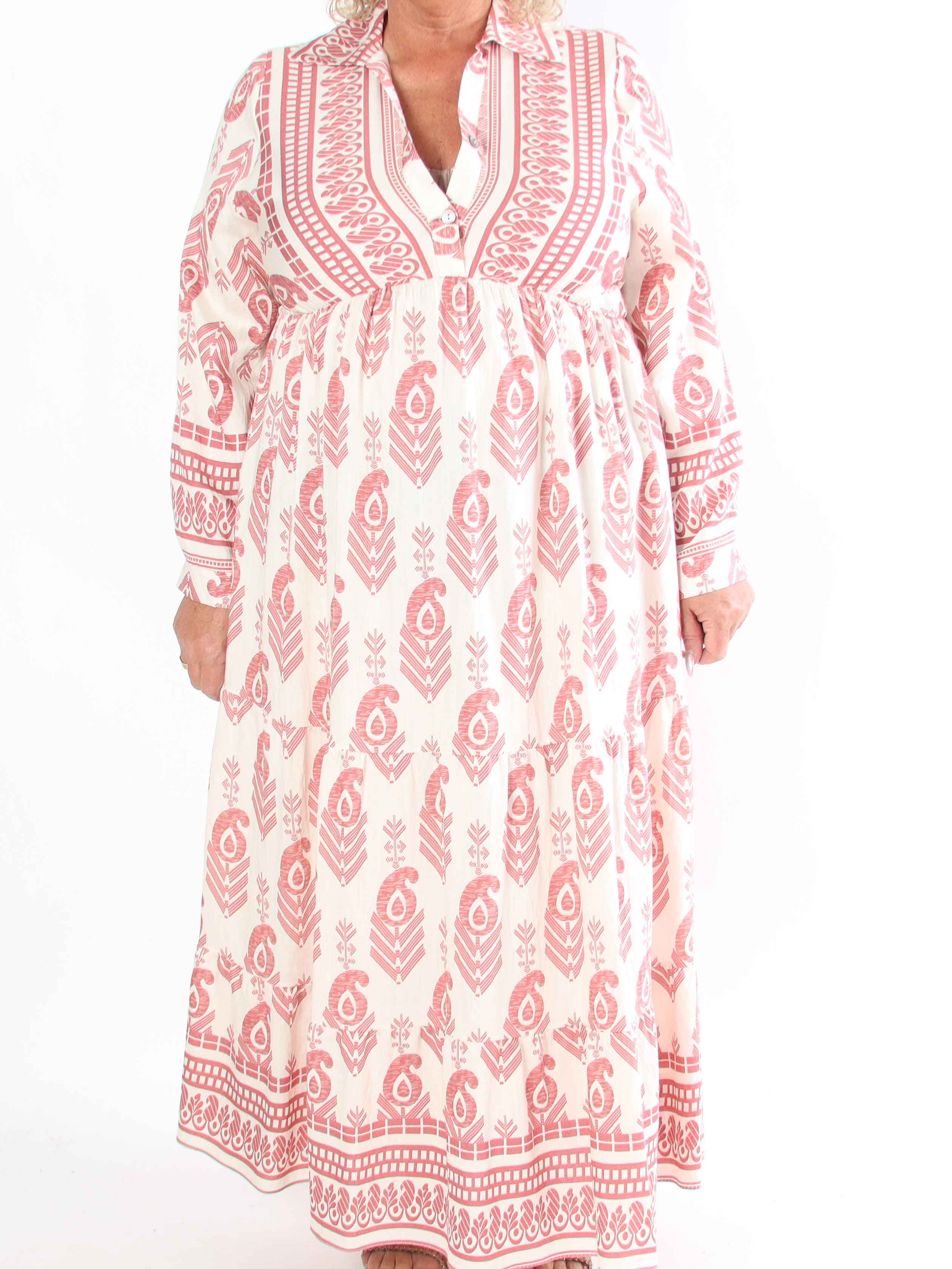 Raina - Lång mönstrad plus size-klänning i viskos