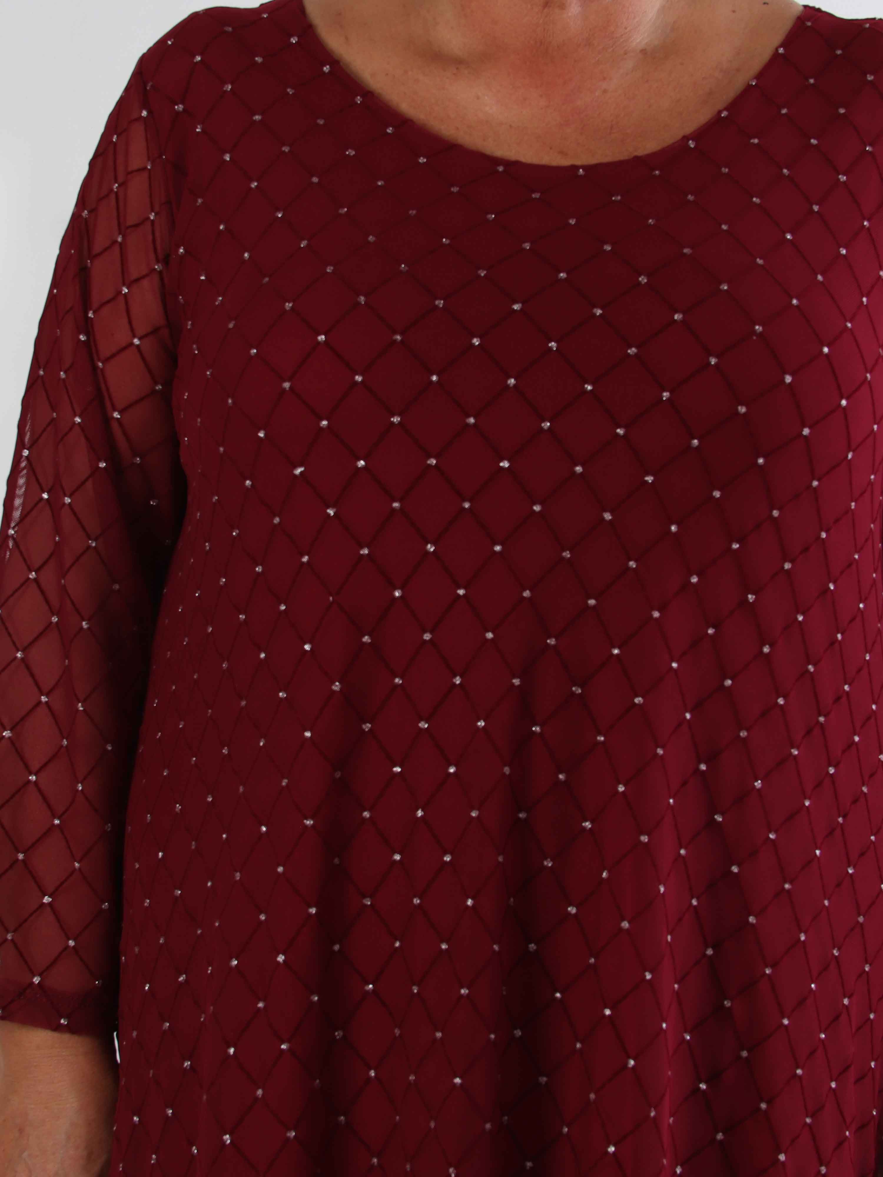 Ritte - Långärmad plus size meshklänning med glitterdetaljer